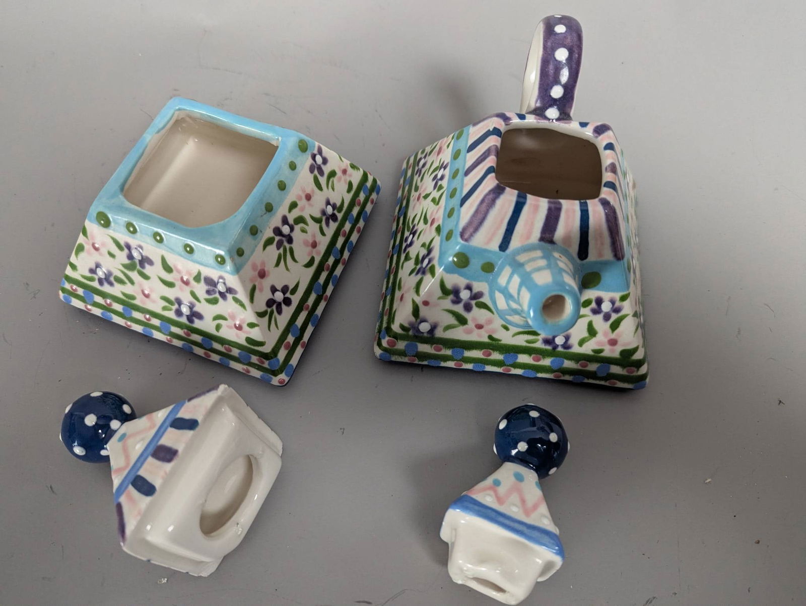 Hand-Painted Ceramic Pyramid-Shaped Teapot and Sugar Jar Jad-6-2000 - 4
