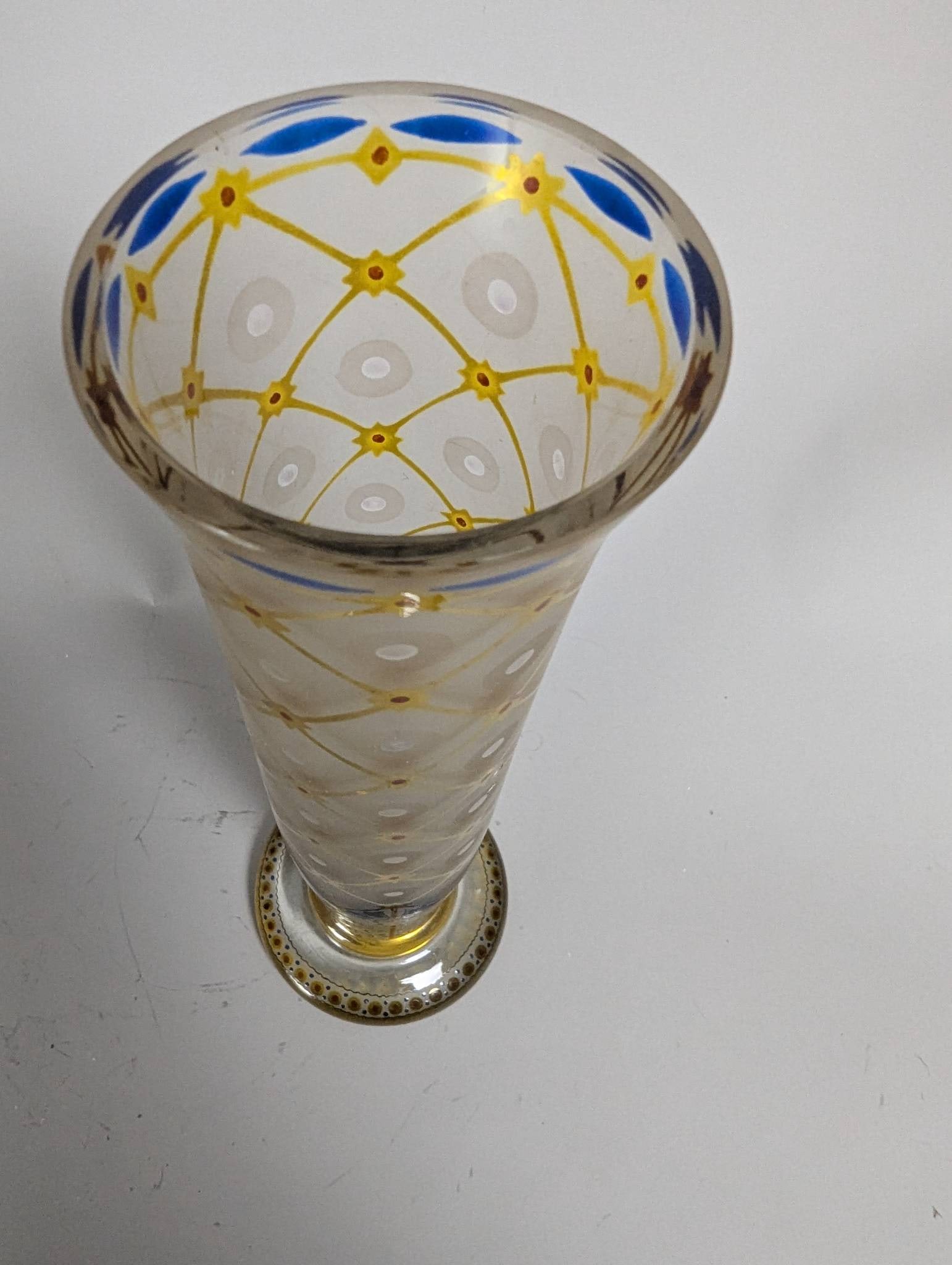 Antique Hand-Painted Bohemian Glass Vase with Gilt Decoration - 5