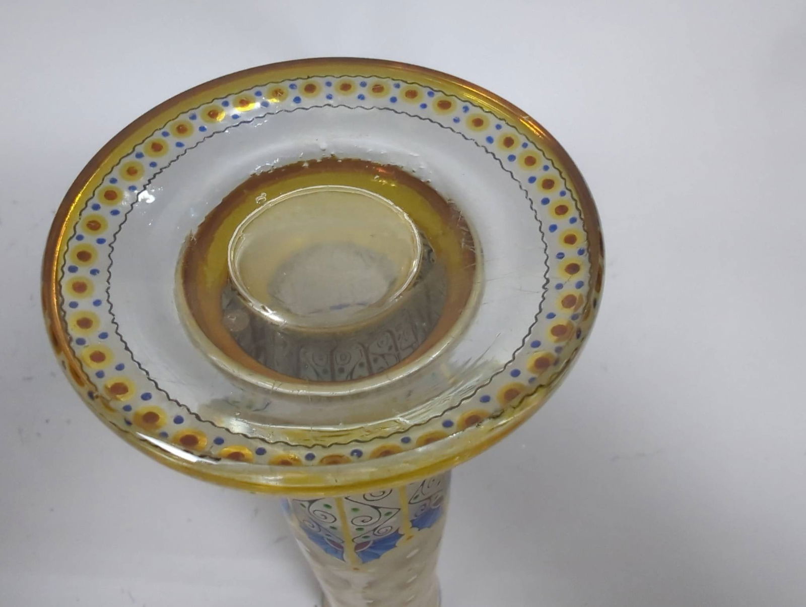 Antique Hand-Painted Bohemian Glass Vase with Gilt Decoration - 6