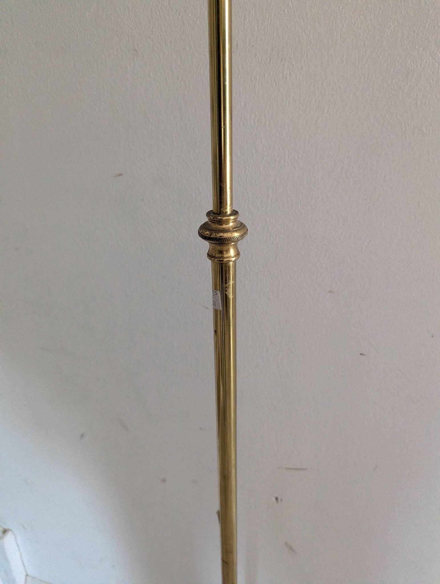 Brass Bridge Floor Lamp with Gooseneck Arm and Ornate Base - 3