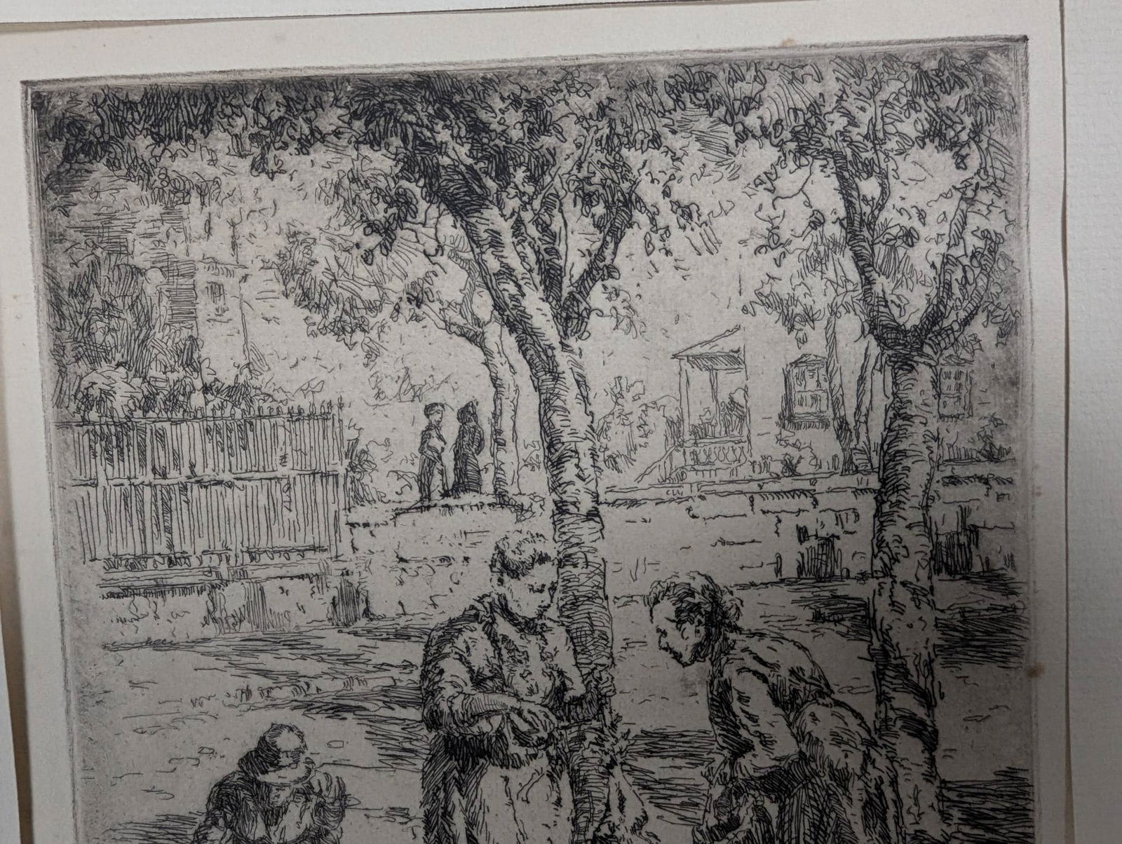 Etching of Curb Market Arles France by Benjamin C Brown - 3