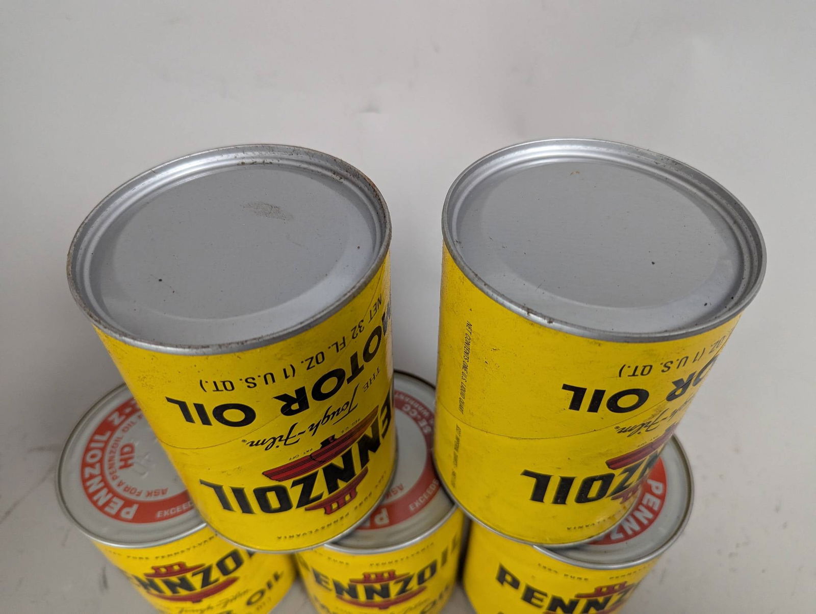 Vintage Pennzoil 1 Quart Motor Oil Cans with Liberty Bell Logo - 4