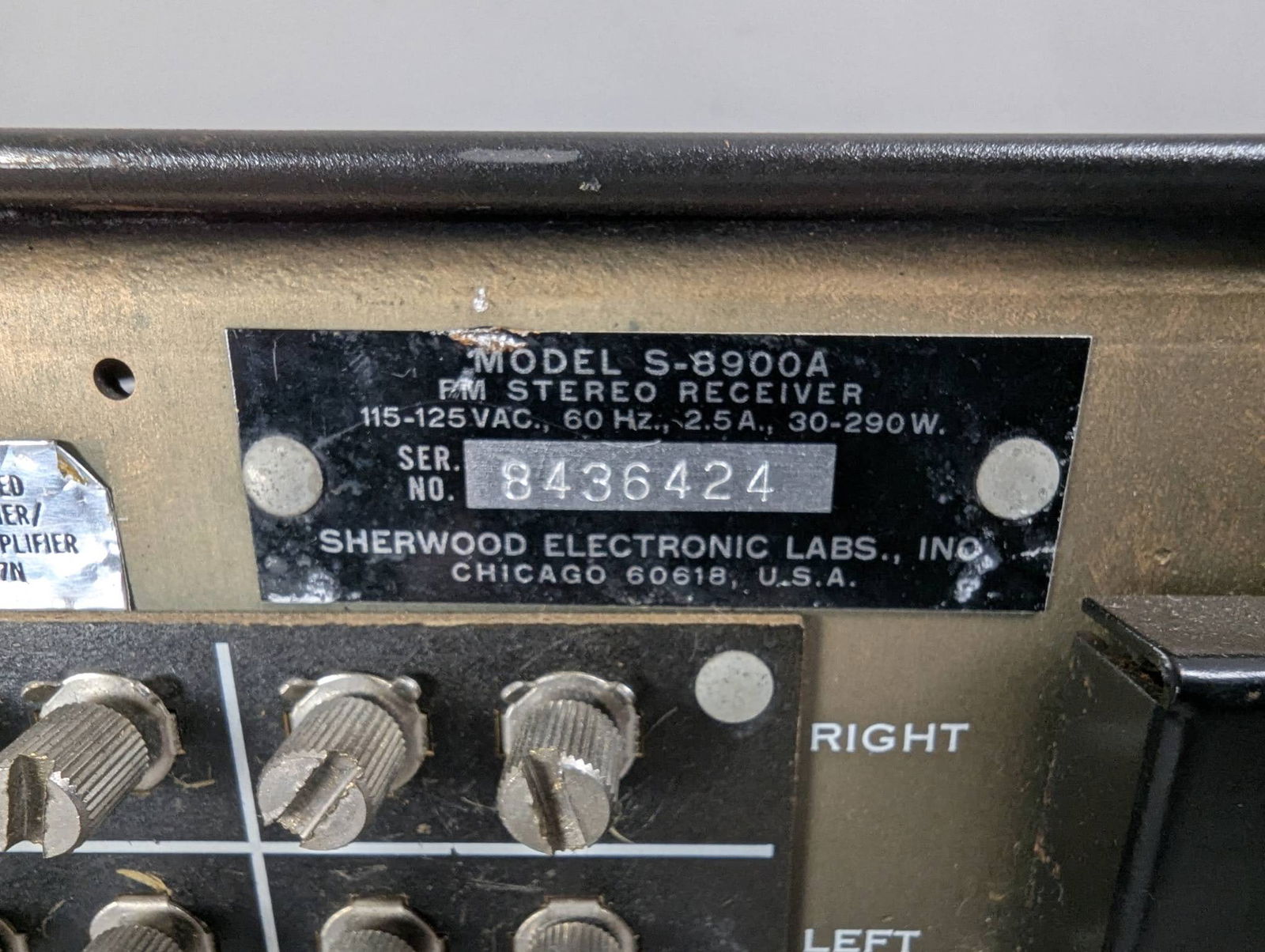 Sherwood S-8900A Stereo Dynaquad Receiver for Parts or Repair - 9