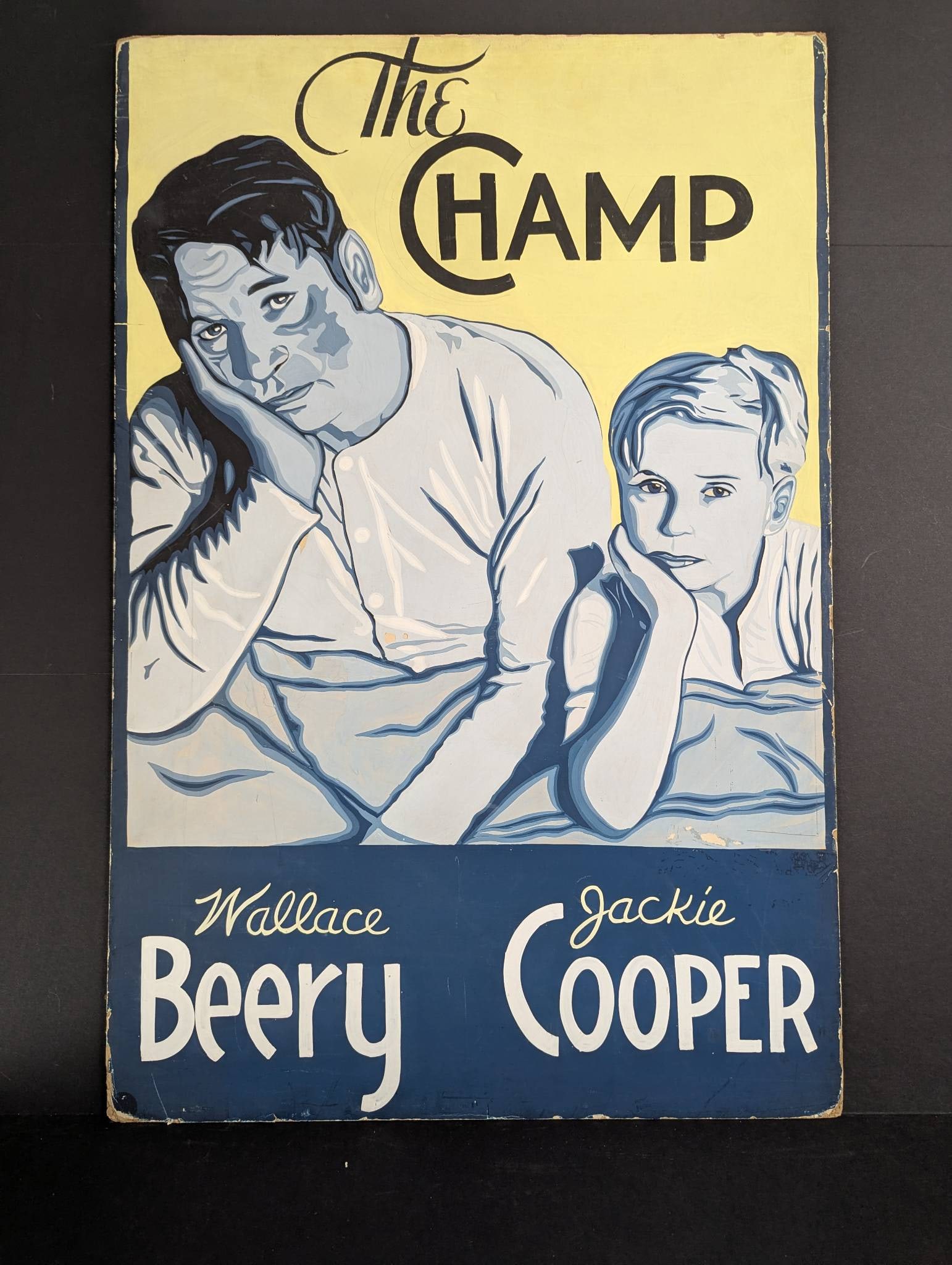 Painting Depicting Vintage Movie Poster for The Champ 1931: **Important** Please read below description on how to avoid high shipping costs. A 20 x 30 painting illustrating a vintage movie poster for the 1931 film The Champ, featuring Wallace Beery and Jackie