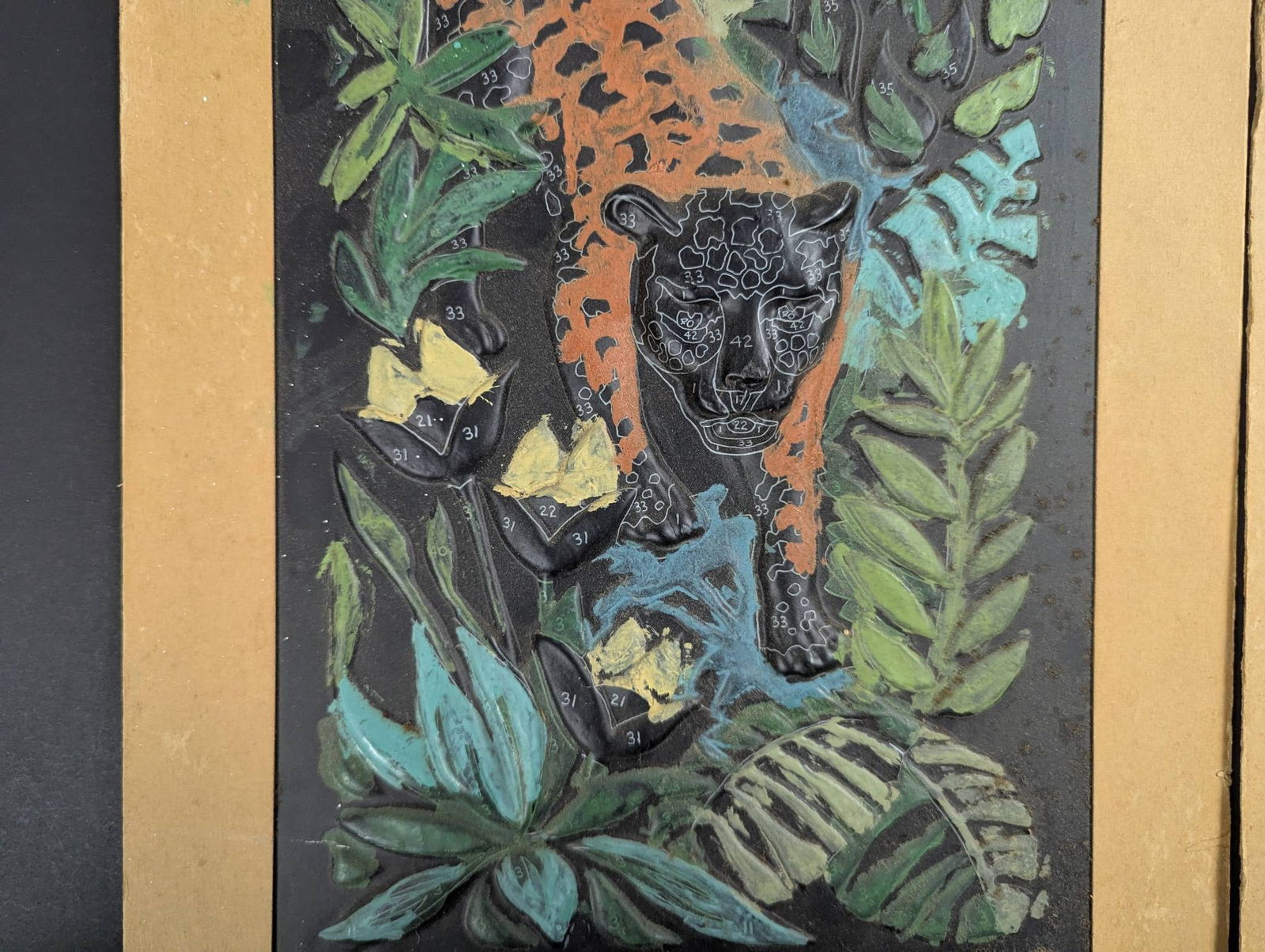 1970s Relief Plastic Paint by Number Jungle Scenes - 5