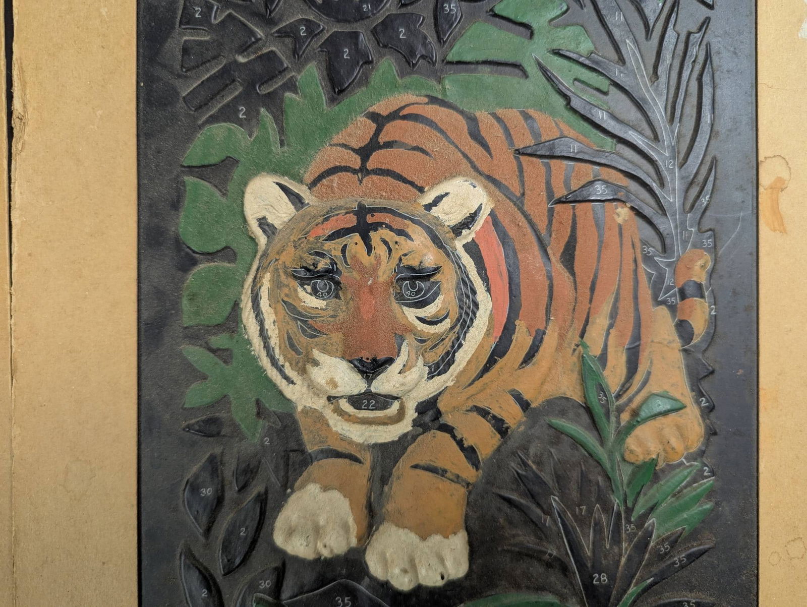 1970s Relief Plastic Paint by Number Jungle Scenes - 7
