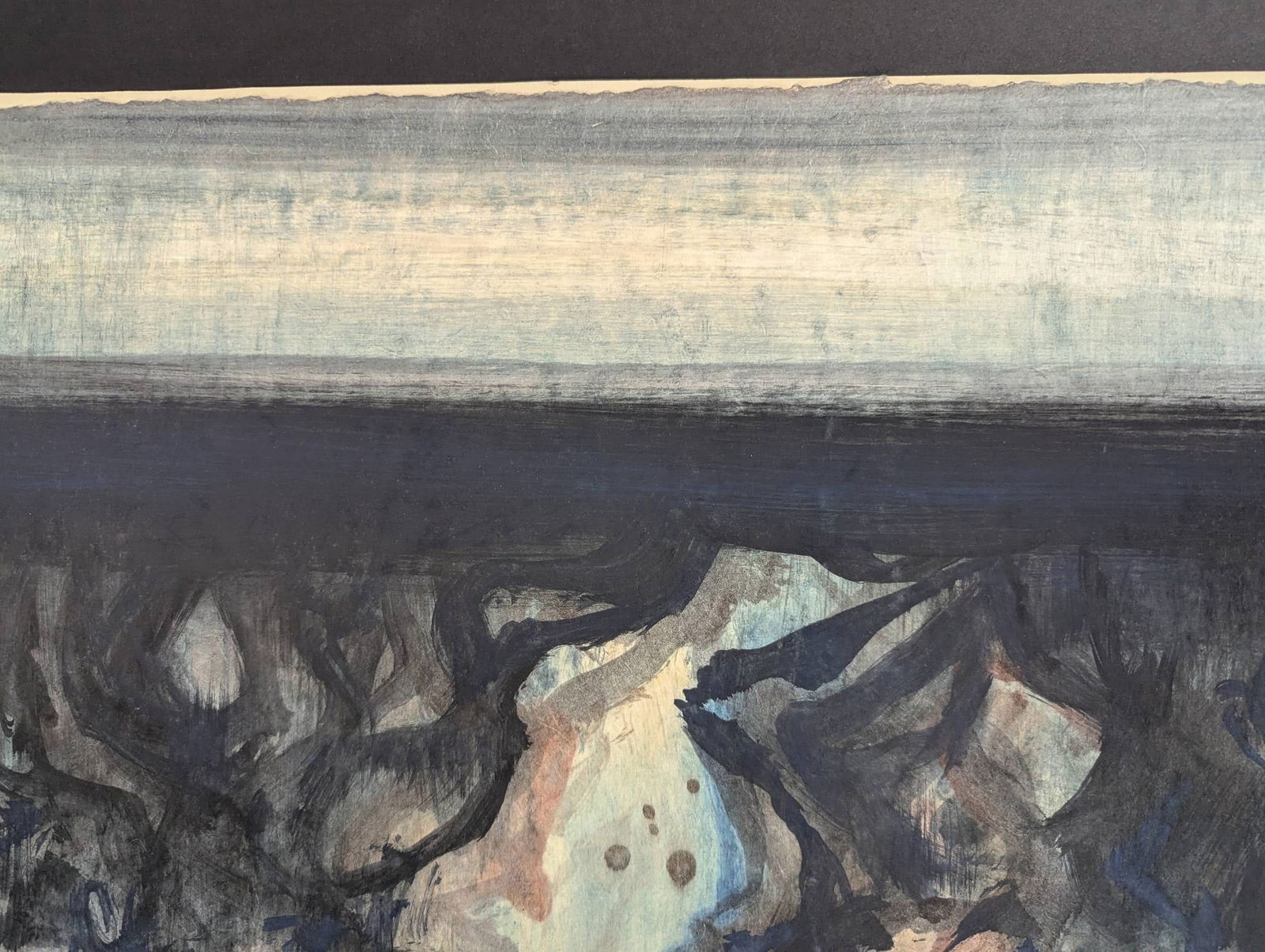 Abstract Watercolor Depicting Organic Forms and Gradient Horizon - 3