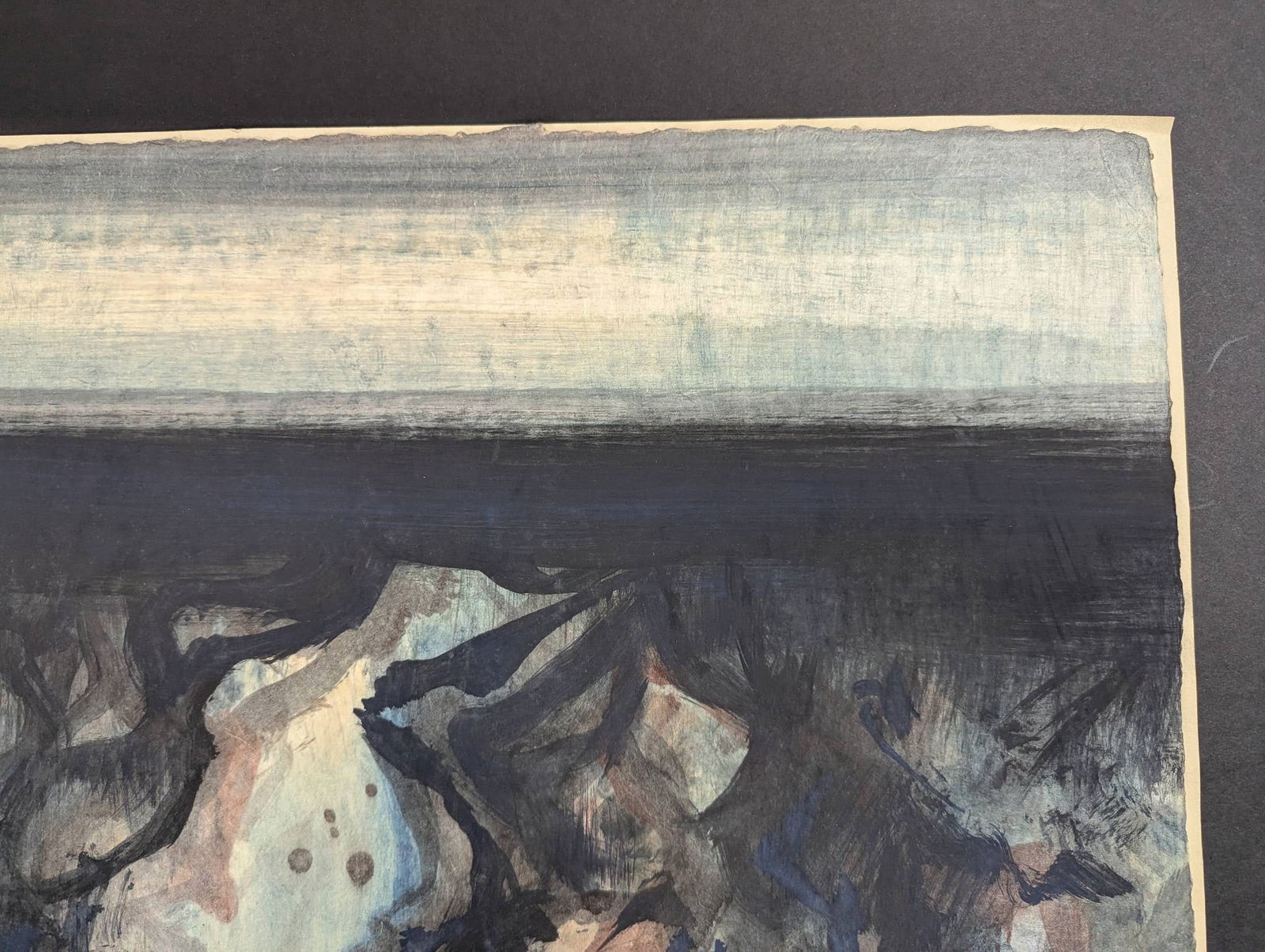 Abstract Watercolor Depicting Organic Forms and Gradient Horizon - 4