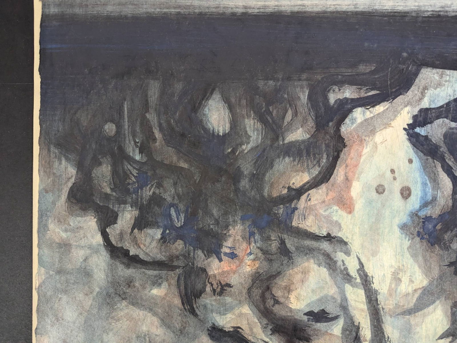 Abstract Watercolor Depicting Organic Forms and Gradient Horizon - 5