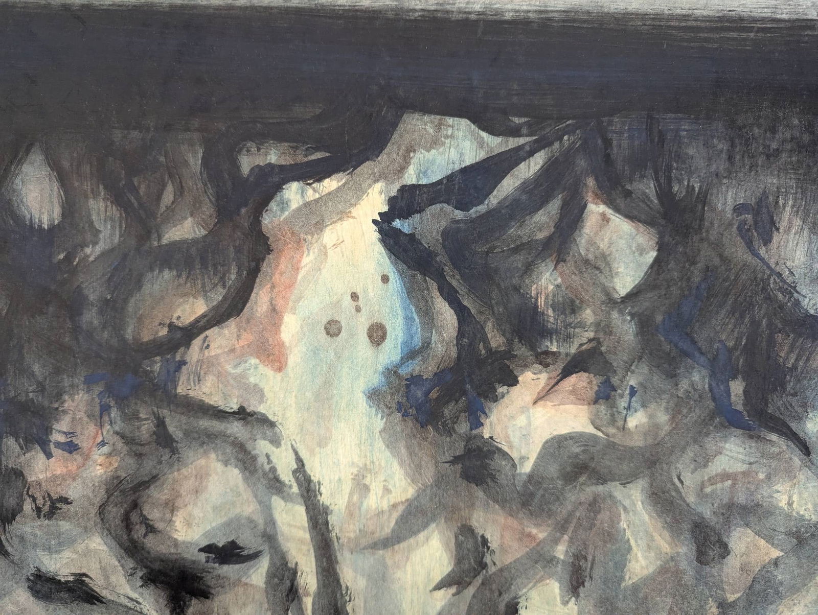 Abstract Watercolor Depicting Organic Forms and Gradient Horizon - 6