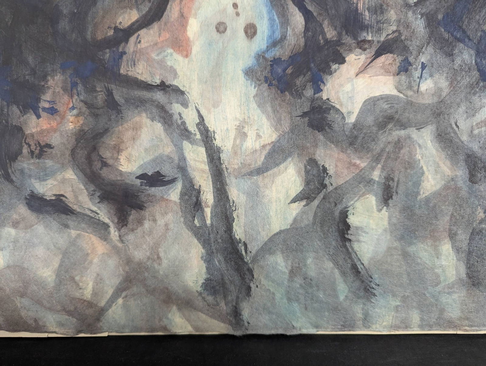 Abstract Watercolor Depicting Organic Forms and Gradient Horizon - 9