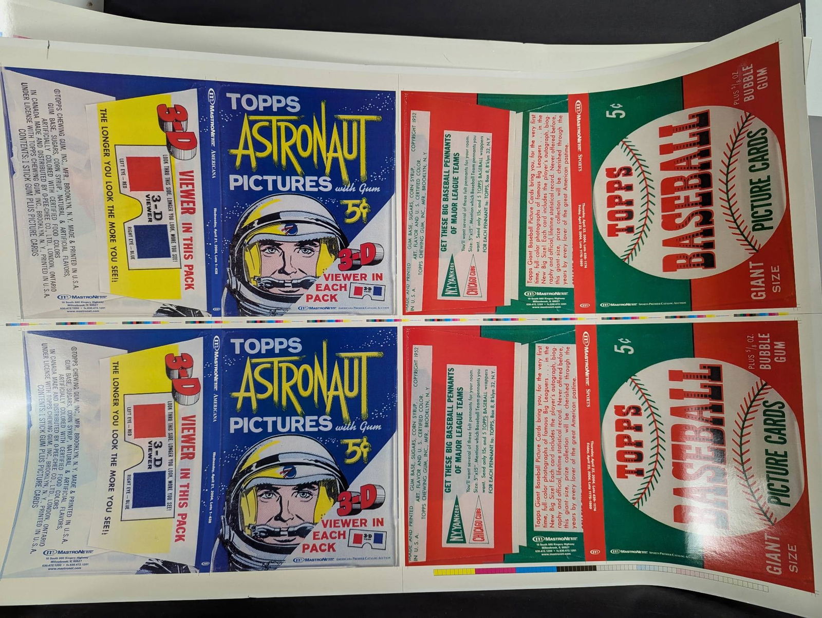 Printer Proof Sheet for MastroNet Auction Catalog and 1963 Topps Trading Card Wrappers - 6