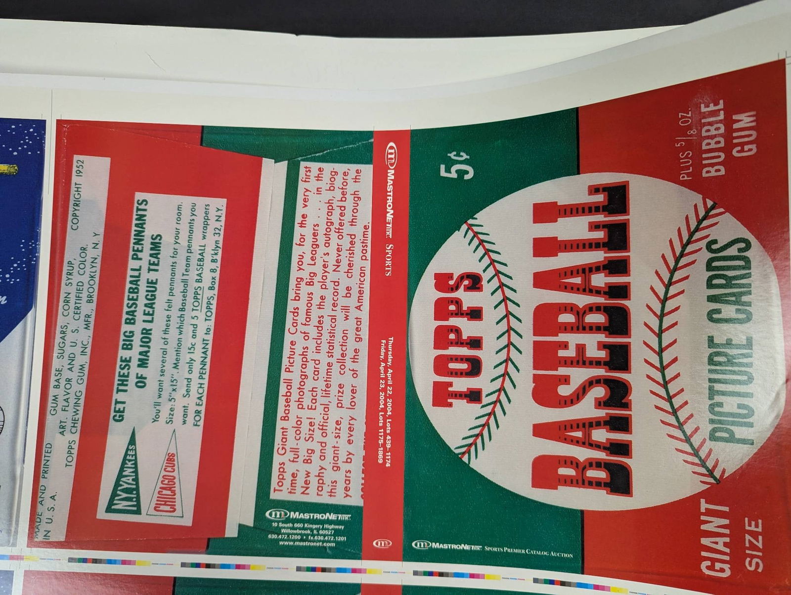 Printer Proof Sheet for MastroNet Auction Catalog and 1963 Topps Trading Card Wrappers - 8