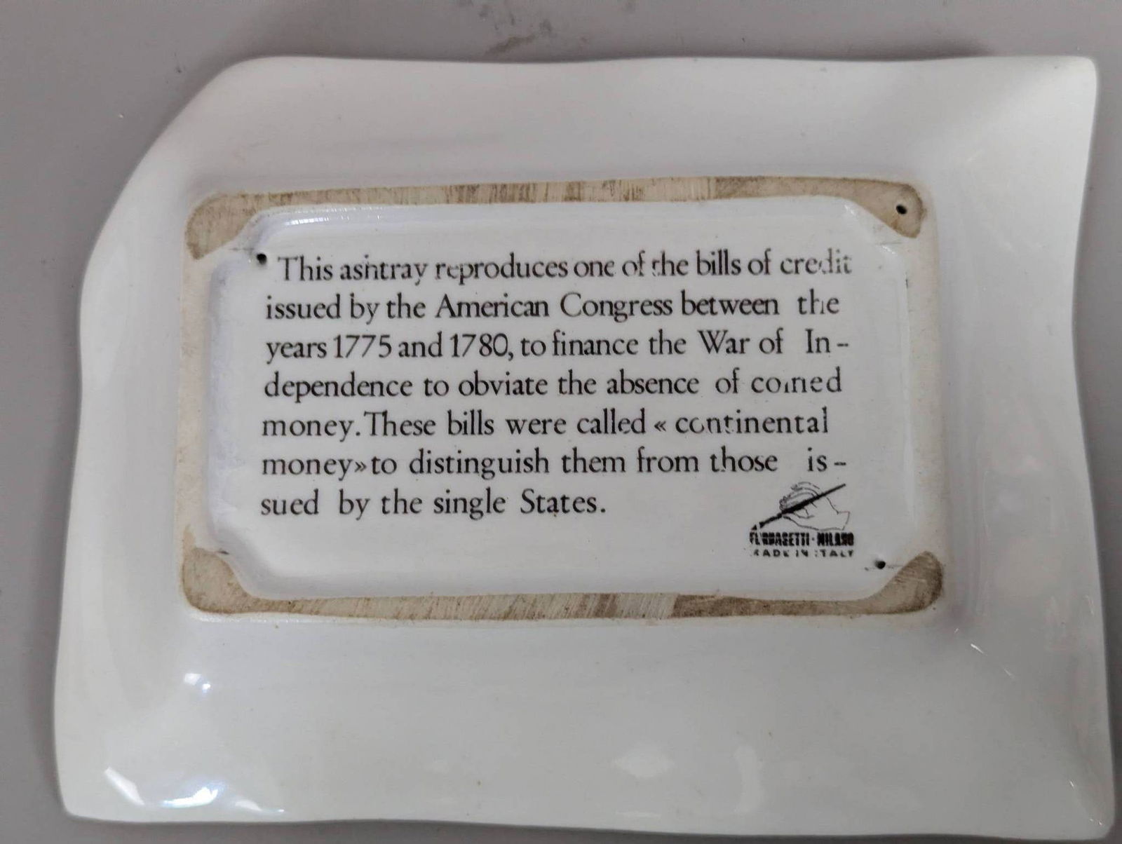 Piero Fornasetti Porcelain Plate & Ashtray with Continental Currency Design - 7