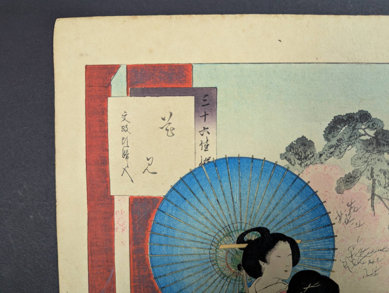 Flower-viewing Ladies of the Bunsei Era by Mizuno Toshikata Japanese Woodblock Print - 2