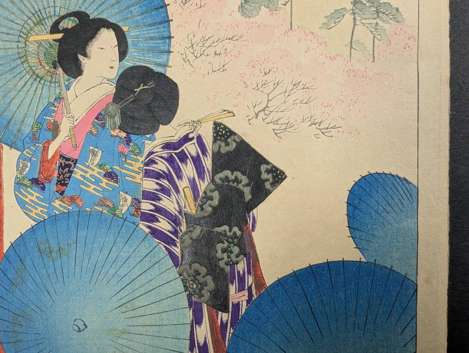 Flower-viewing Ladies of the Bunsei Era by Mizuno Toshikata Japanese Woodblock Print - 5