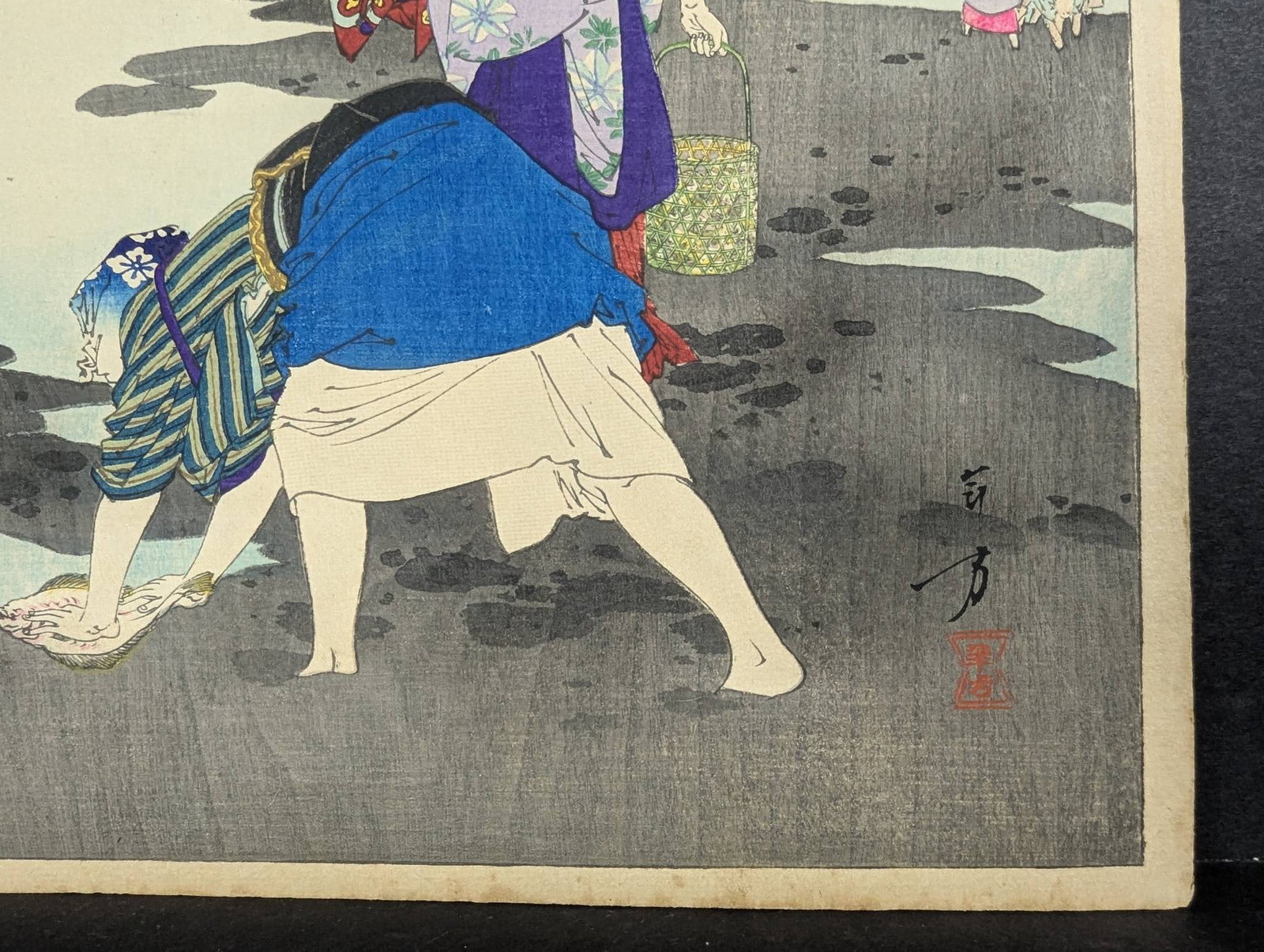 Japanese Woodblock Print Low Tide Women of the Bunka Era by Mizuno Toshikata - 7