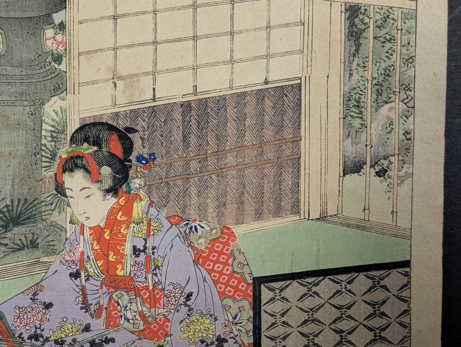 Playing the Koto Nagoya Woman of the Koka Era Japanese Woodblock Print - 5