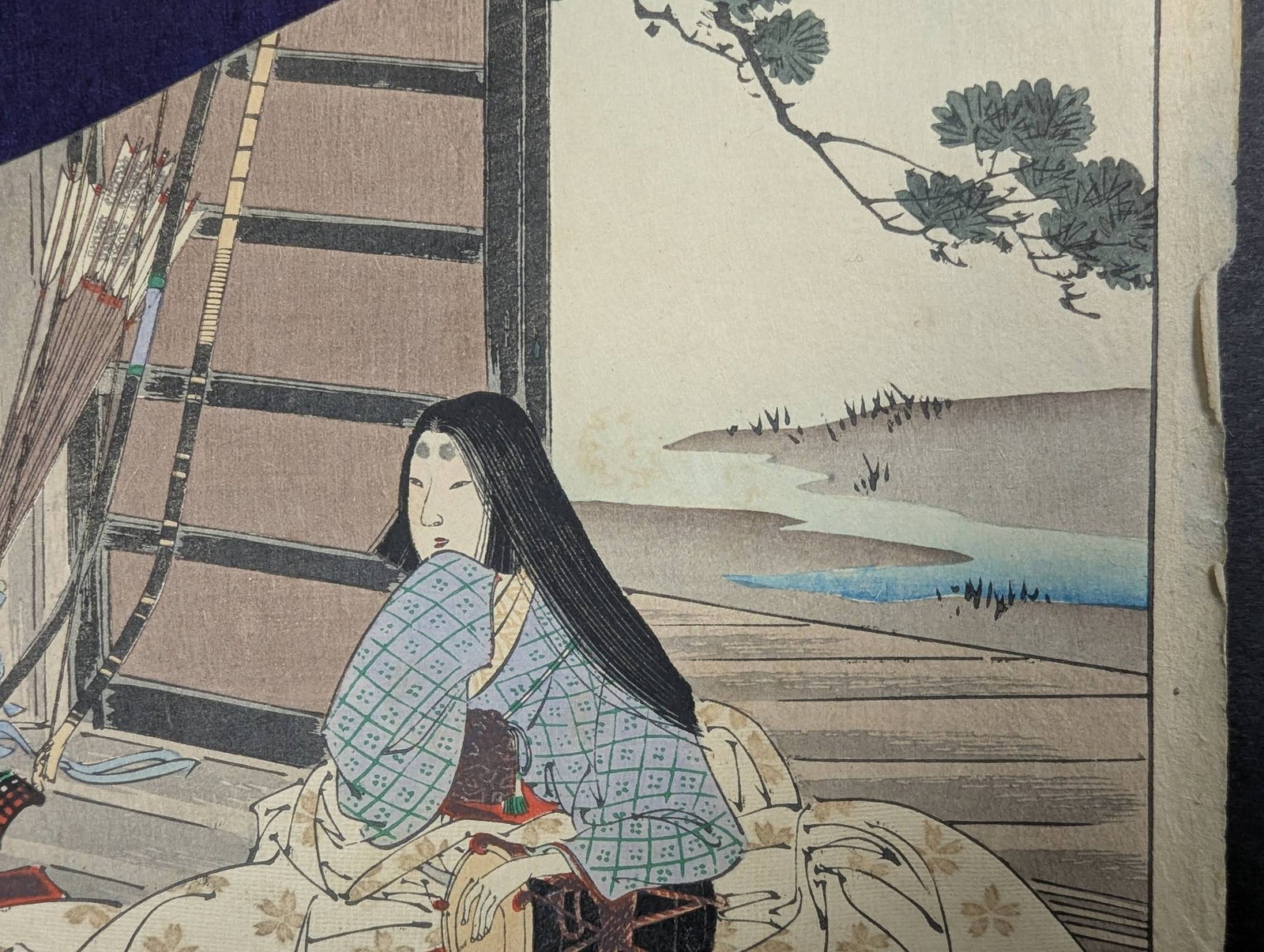 Japanese Woodblock Print Shirabyoshi Dancer Woman of the Kenkyu Era by Mizuno Toshikata - 5