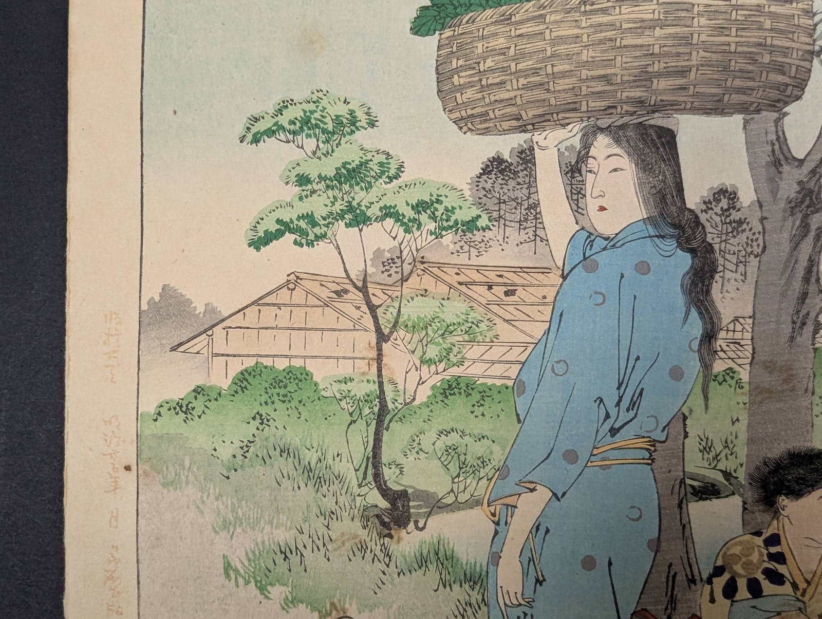 Japanese Woodblock Print Female Peddler Woman of the Bunnan Era by Mizuno Toshikata - 4