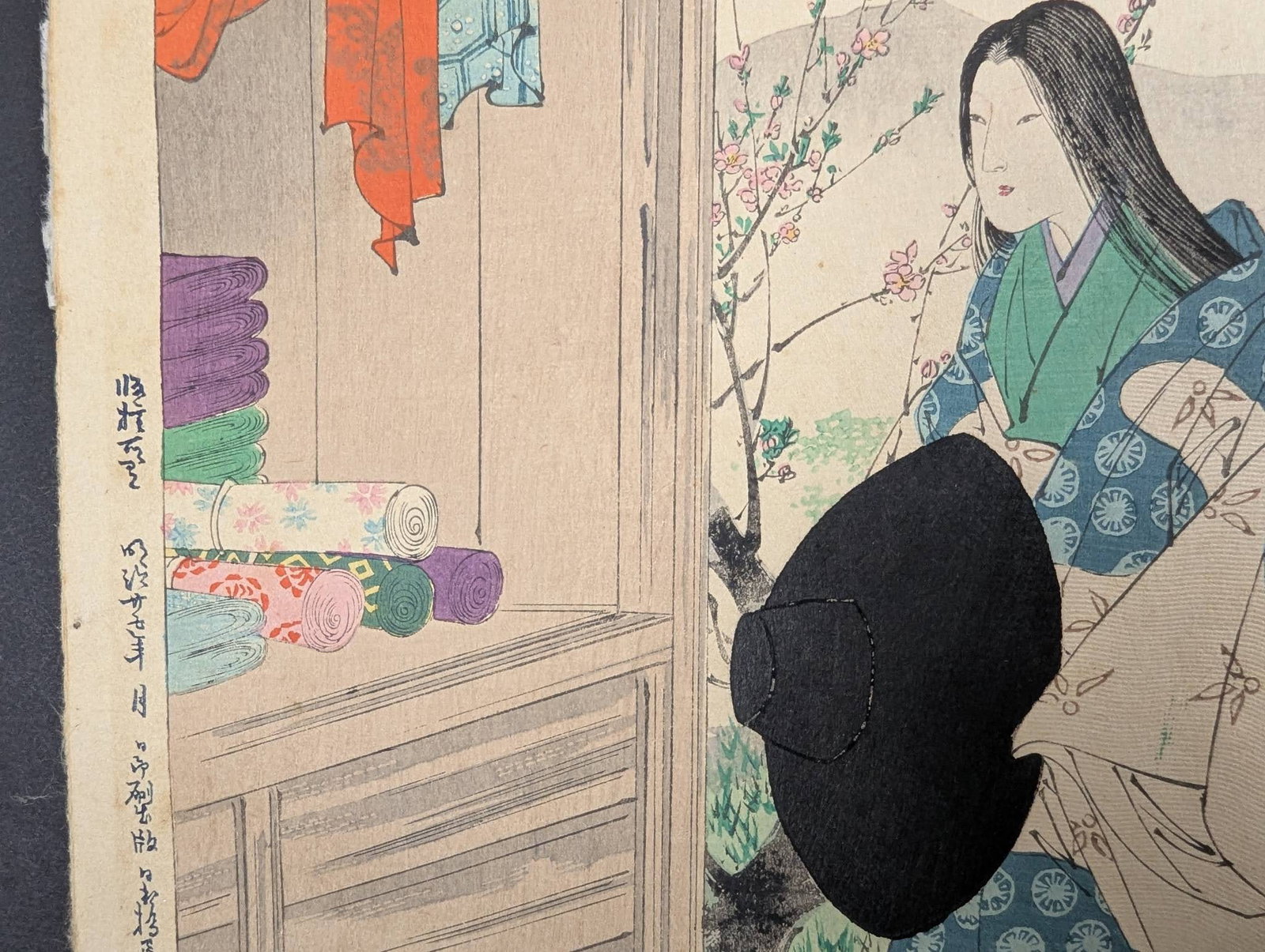 Original Toshikata Japanese Woodblock Print A Shop: Woman of the Kosho Era - 4