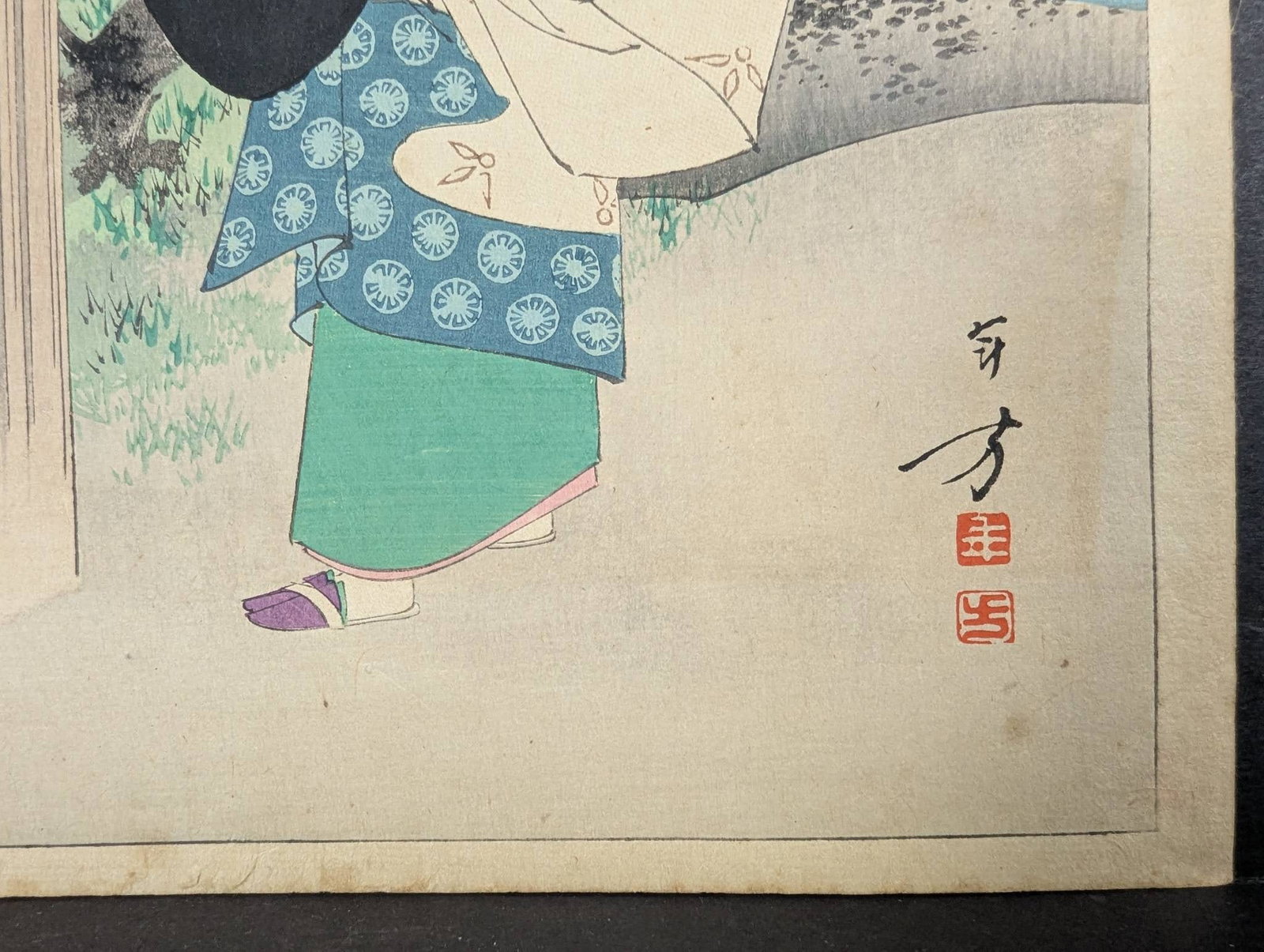 Original Toshikata Japanese Woodblock Print A Shop: Woman of the Kosho Era - 7
