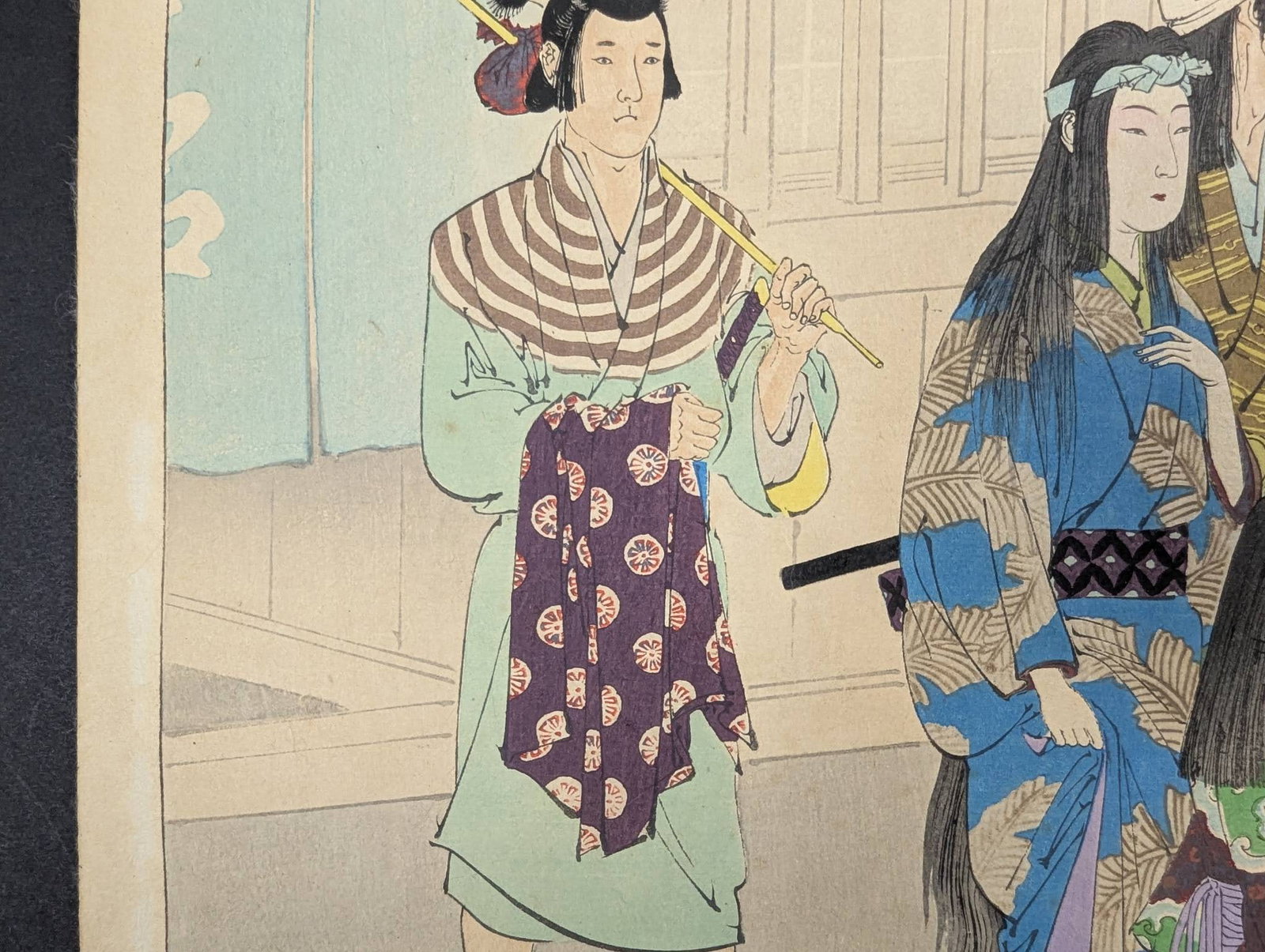 Mizuno Toshikata Japanese Woodblock Print Freshly Washed Hair - 4