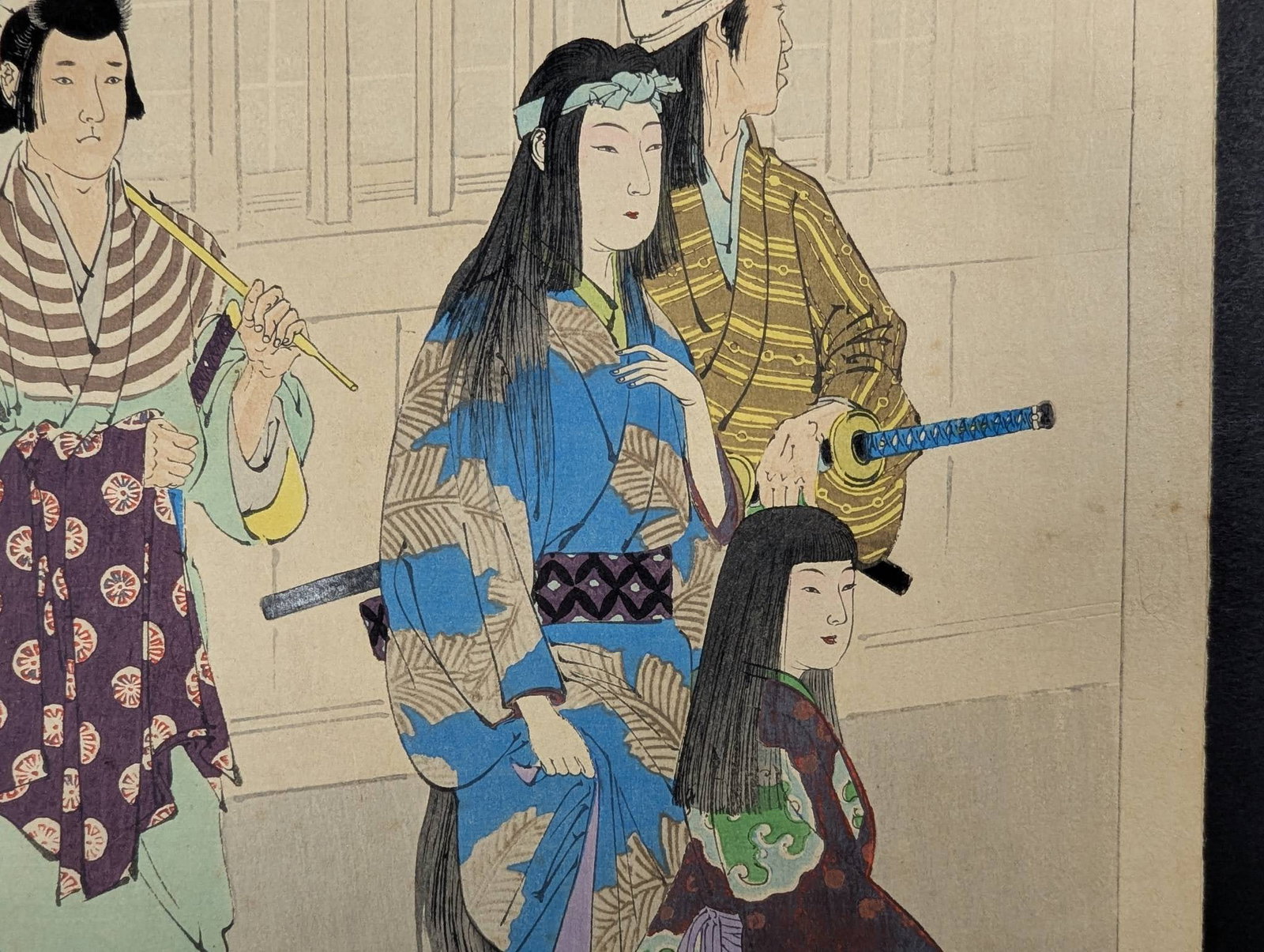 Mizuno Toshikata Japanese Woodblock Print Freshly Washed Hair - 5