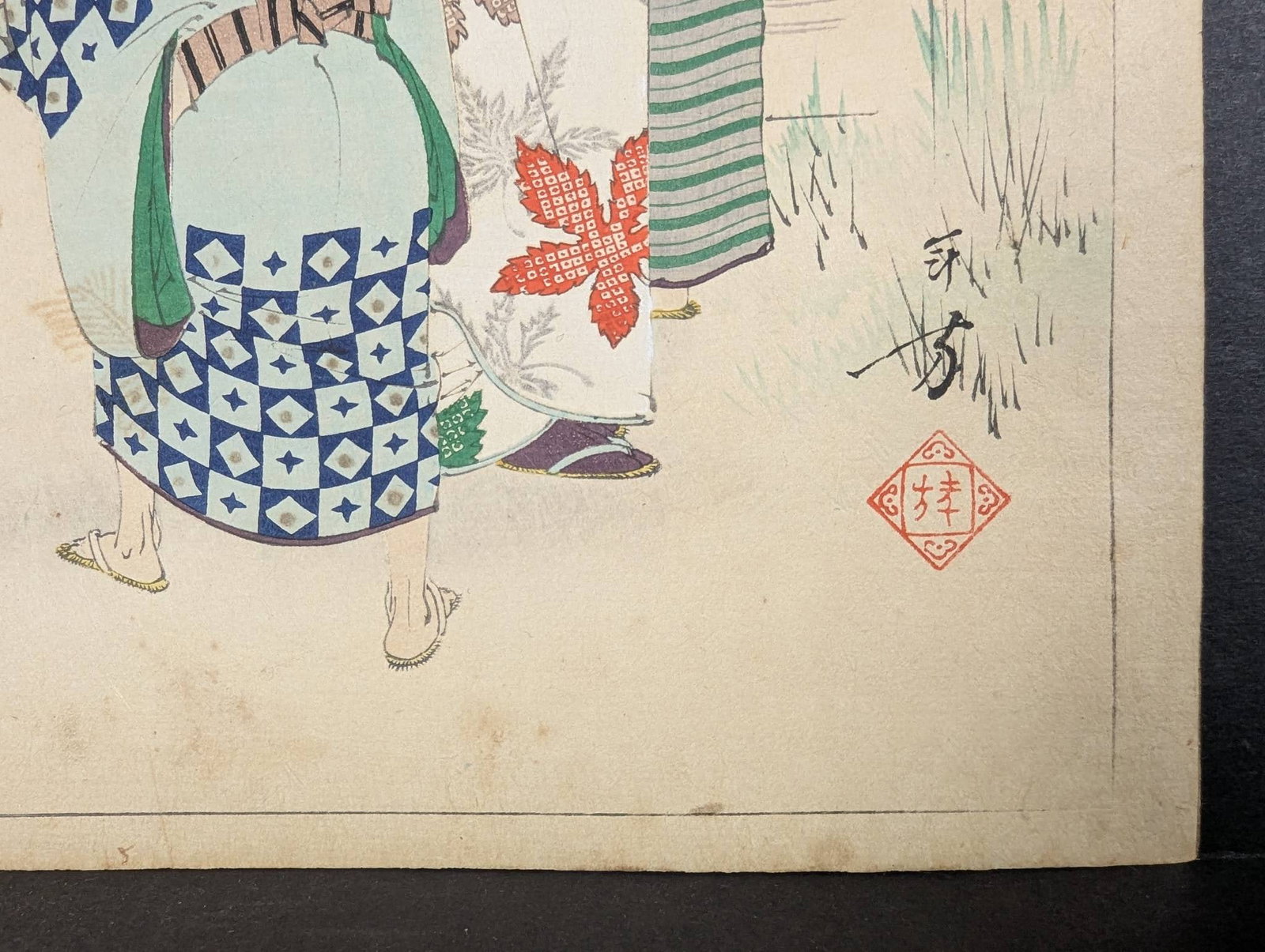 Japanese Woodblock Print Sunset Woman of the Keian Era by Mizuno Toshikata - 7