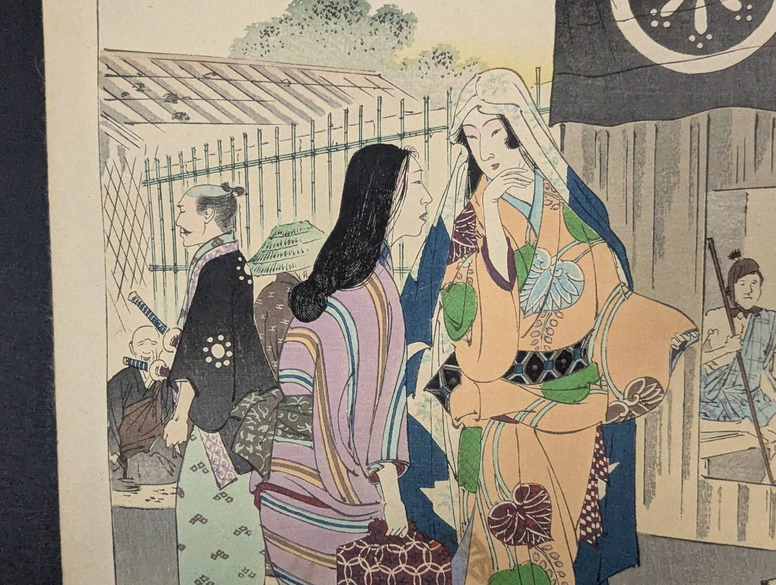 Mizuno Toshikata - Going to Theater - Japanese Woodblock Print Ca. 1893 - 4