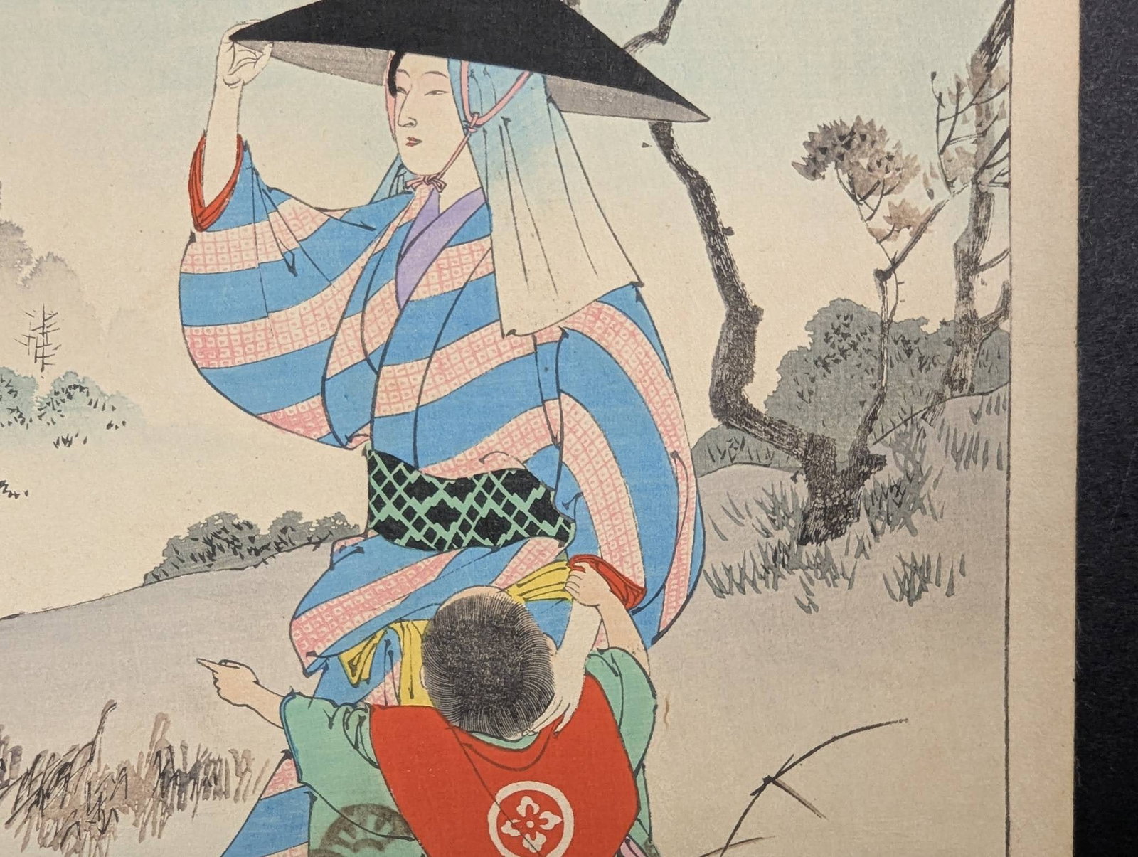Out for a Stroll: Woman of the Meireki Era by Mizuno Toshikata Japanese Woodblock Print - 5