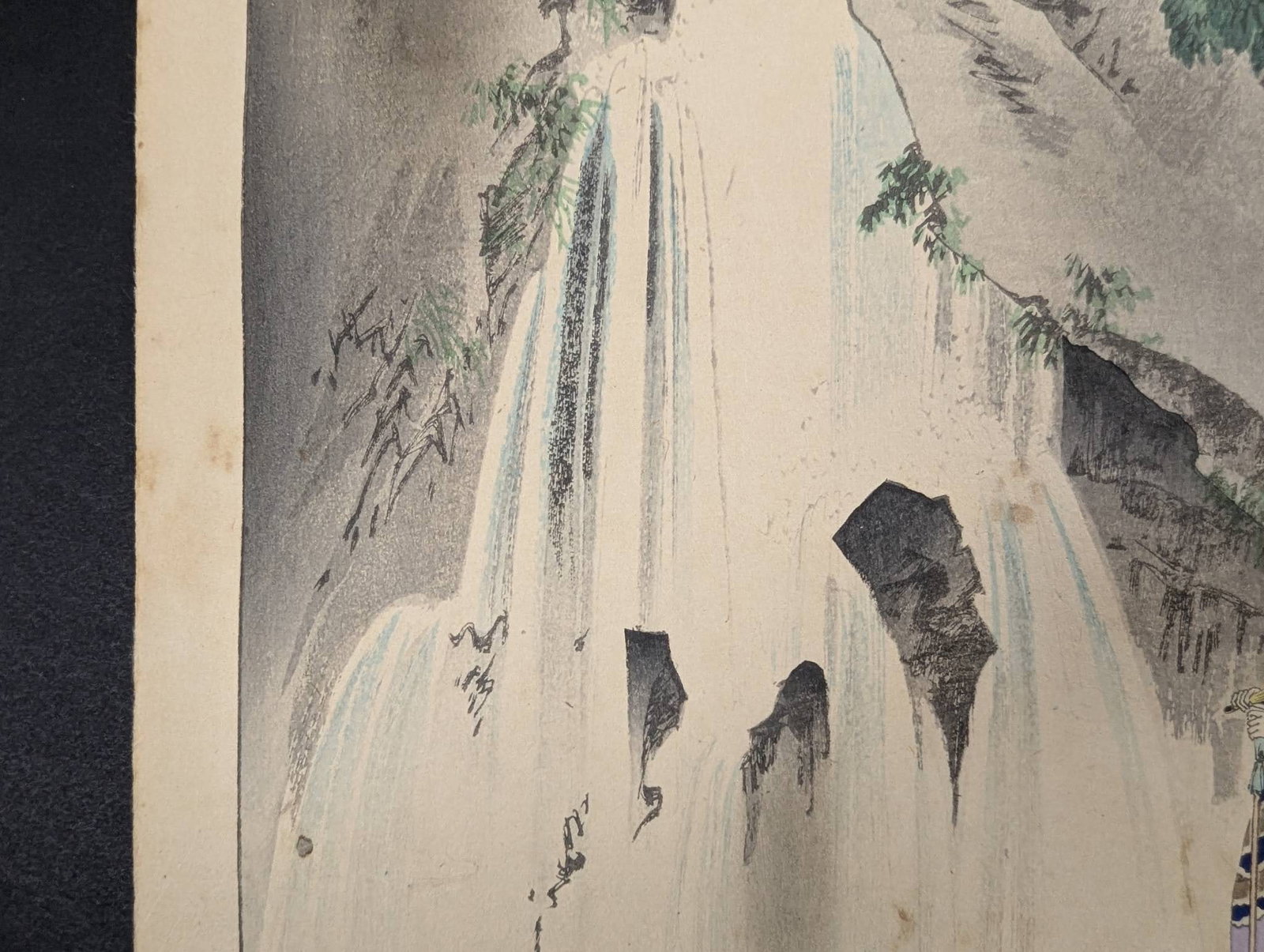 Viewing a Waterfall: Women of the Jokyo Era by Toshikata Mizuno Japanese Woodblock Print - 4