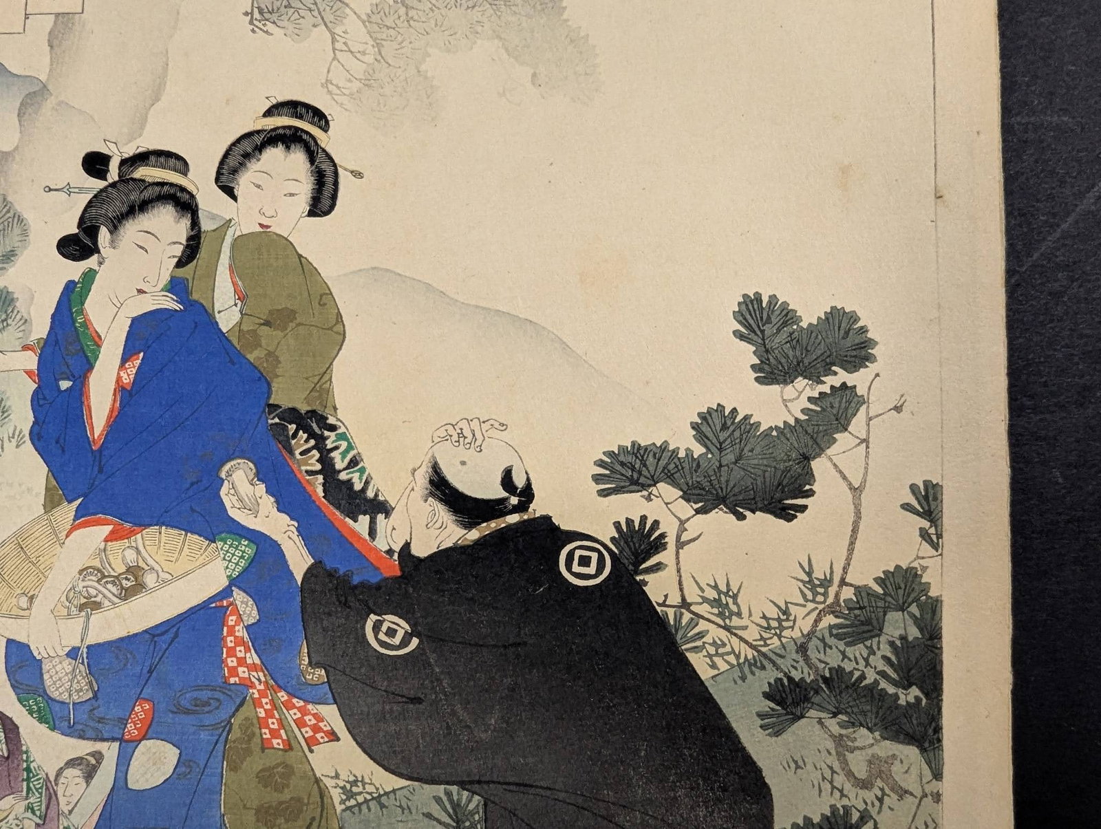 Gathering Mushrooms: Women of the Shotoku Era by Toshikata Mizuno - Japanese Woodblock Print - 5