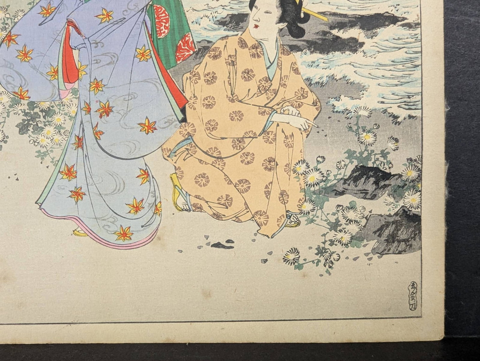Japanese Woodblock Print Chrysanthemum Viewing Women of the Kanpo Era by Mizuno Toshikata - 7