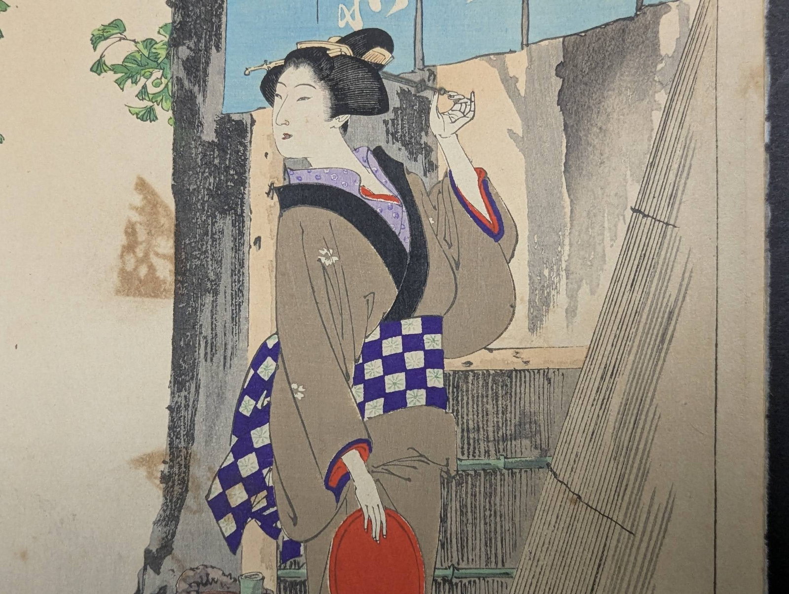 Japanese Woodblock Print Tea-house Waitress Mizuno Toshikata - 5
