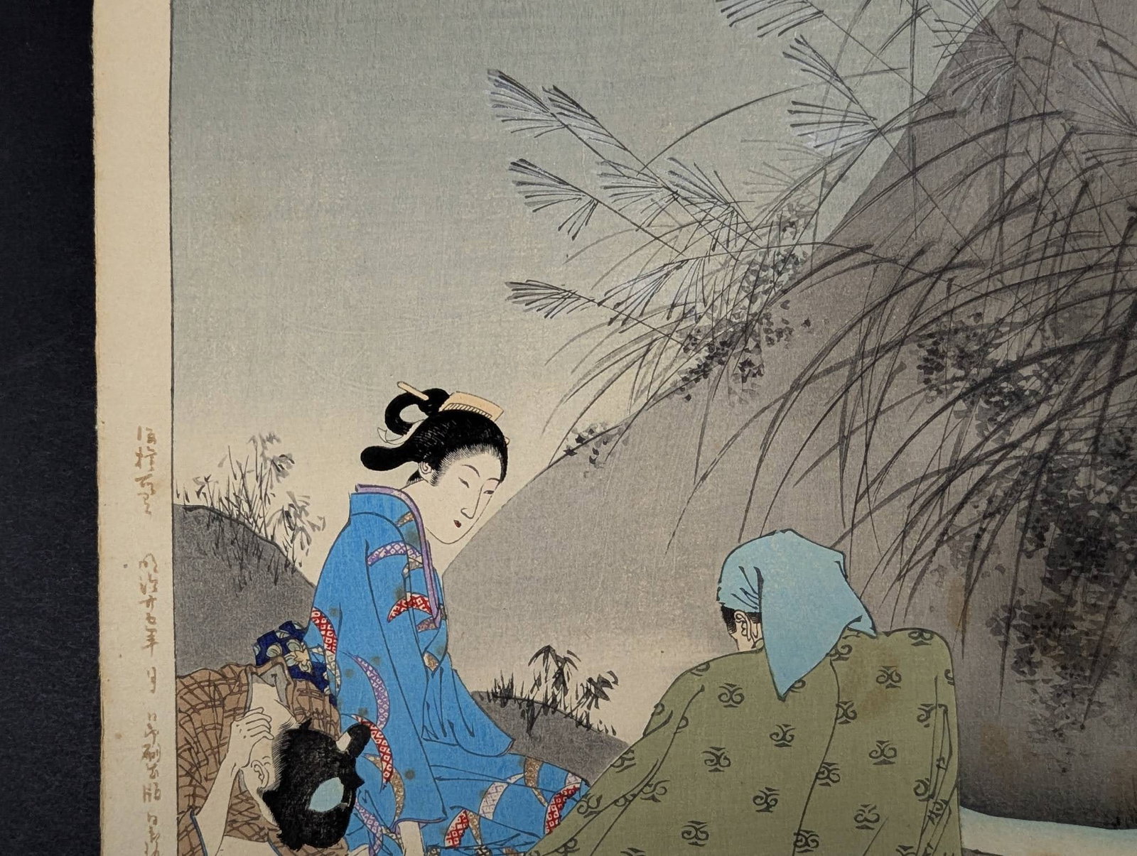 Japanese Woodblock Print The Sound of Insects Woman of the Kanen Era by Mizuno Toshikata - 4