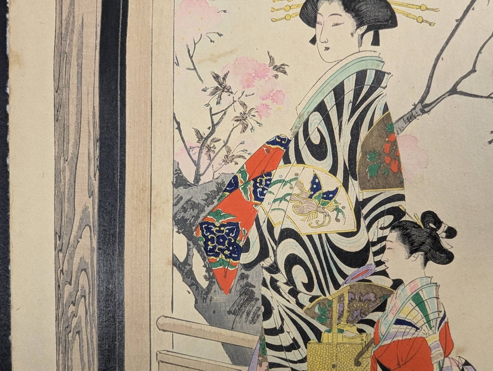 Japanese Woodblock Print High-class Courtesan and Her Maid by Mizuno Toshikata - 4