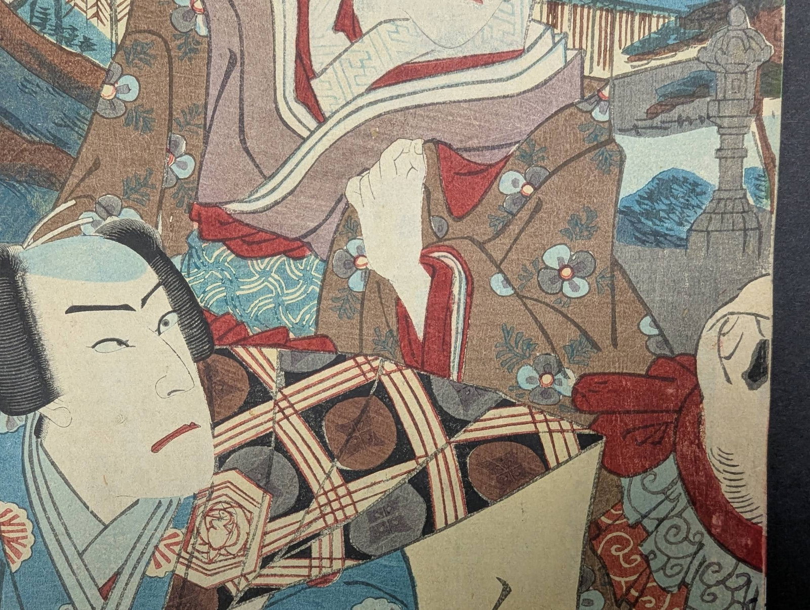 Japanese Woodblock Print Original 19th Century Kubuki Actors - 5