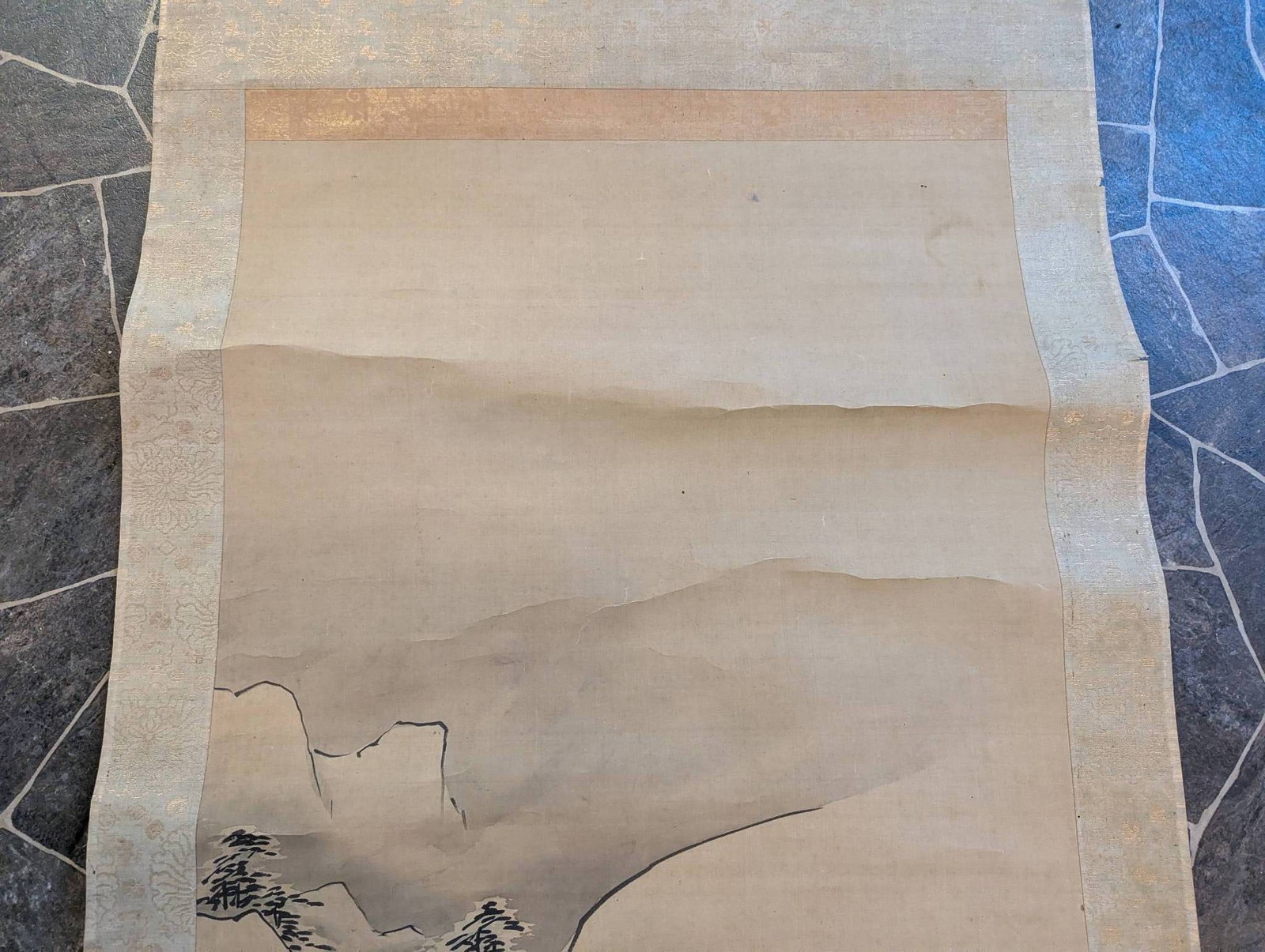 Signed Japanese Scroll Painting of Mountain Scene - 4