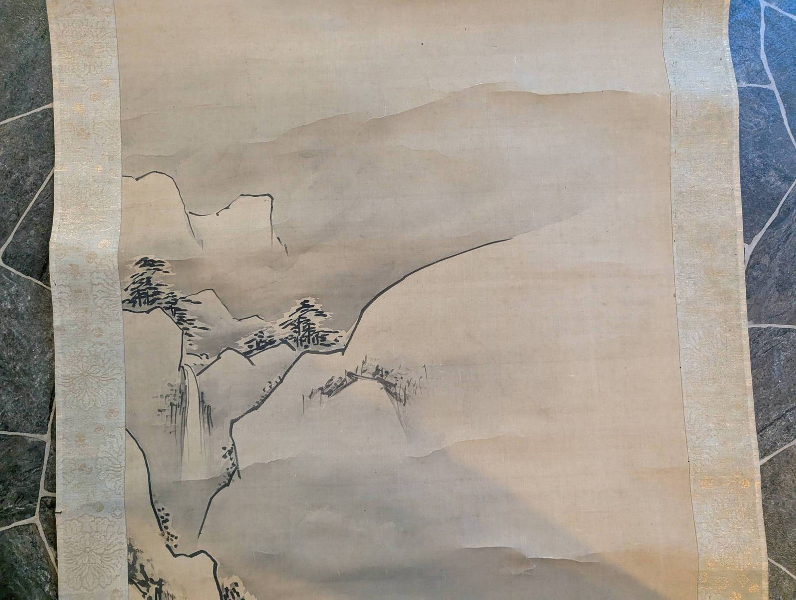 Signed Japanese Scroll Painting of Mountain Scene - 5