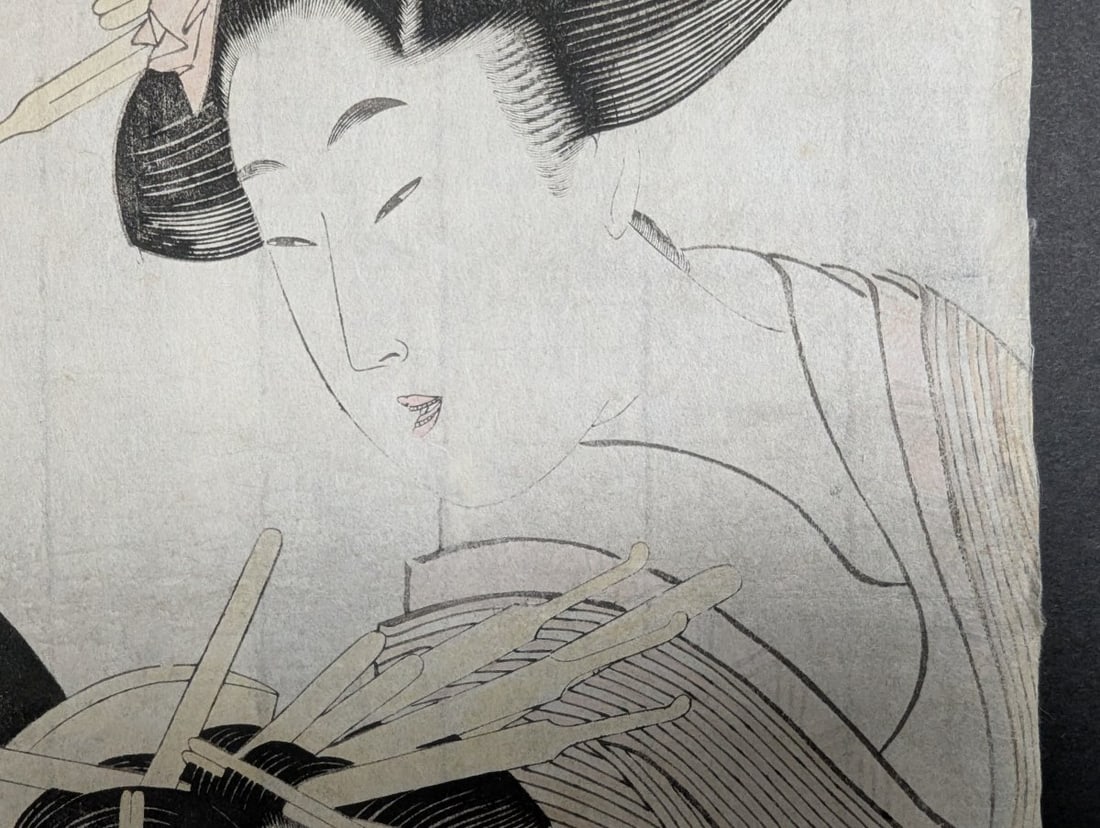 c1790's Japanese Woodblock Print by Kitagawa Utamaro Famous Flowers of Beauty - 5