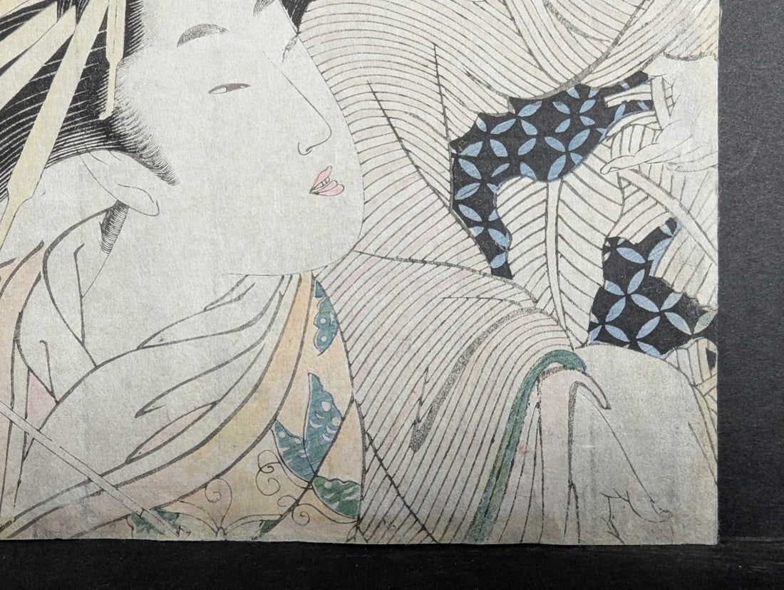 c1790's Japanese Woodblock Print by Kitagawa Utamaro Famous Flowers of Beauty - 7