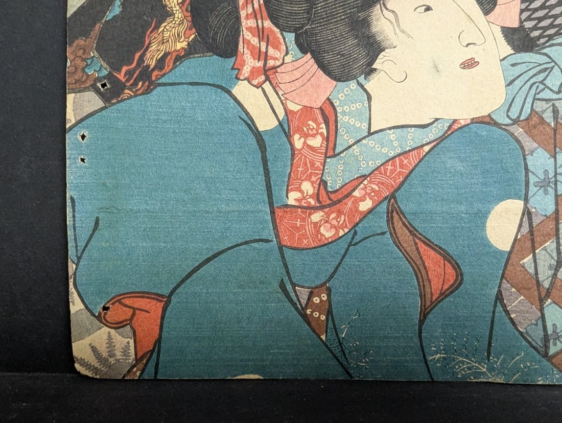 Original Utagawa Toyokuni III Japanese Woodblock Print Uji Tsuneyoshi Daughter Shinobu - 6