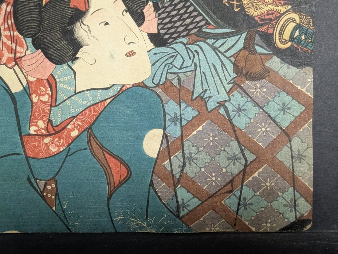 Original Utagawa Toyokuni III Japanese Woodblock Print Uji Tsuneyoshi Daughter Shinobu - 7