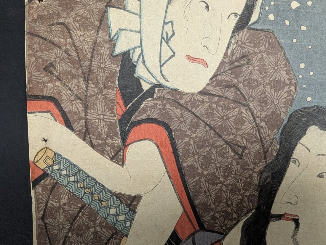 Utagawa Kunisada II Lovers in Snow Japanese Woodblock Print 19th Century Ukiyo-e Artwork - 4
