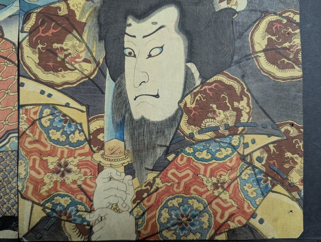 Utagawa Toyokuni III Kunisada Japanese Woodblock Print Diptych Kabuki Actors - 9