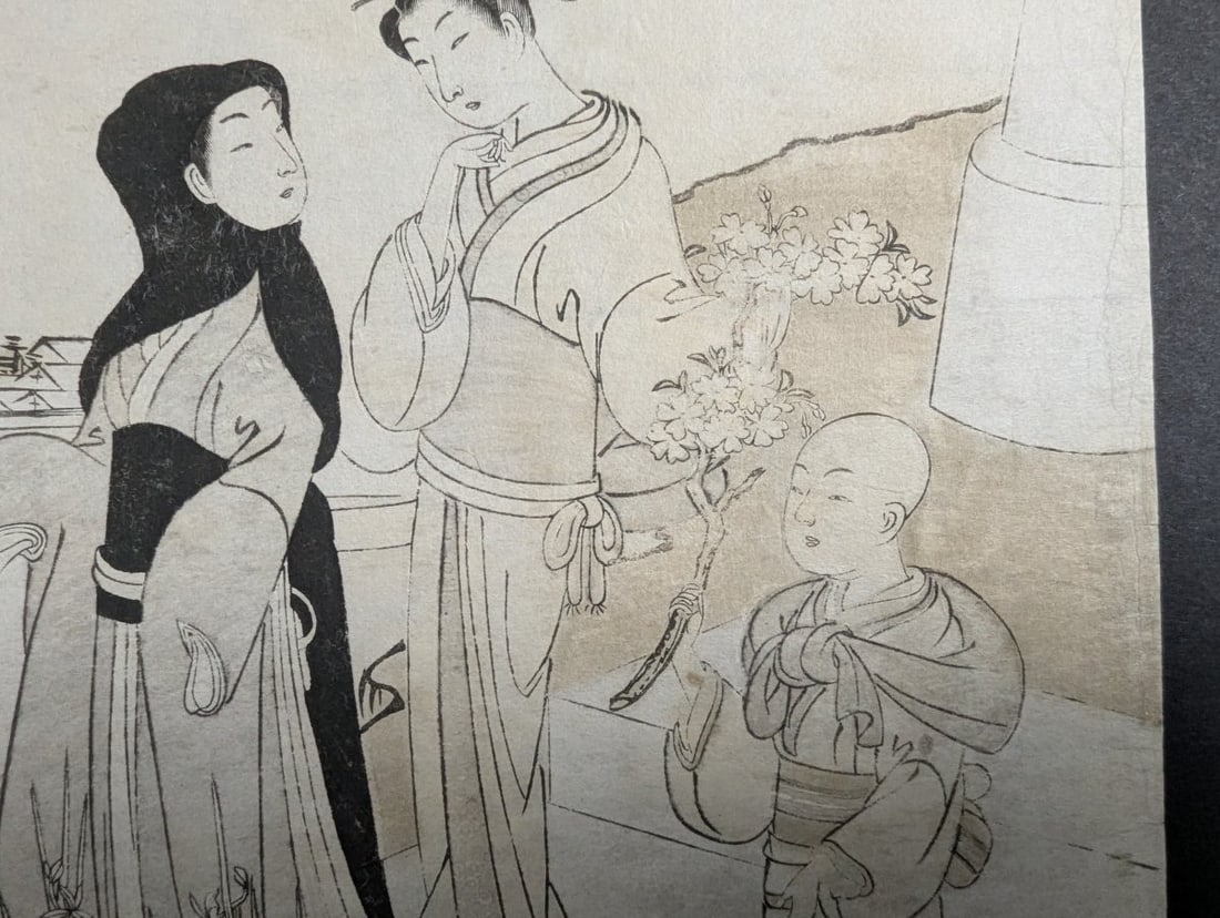 Suzuki Harunobu Original 19th Century Japanese Woodblock Print Courtesans and Attendant - 5