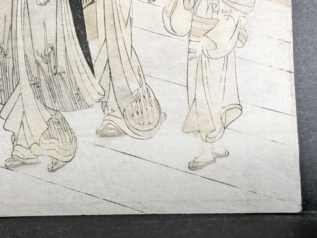 Suzuki Harunobu Original 19th Century Japanese Woodblock Print Courtesans and Attendant - 7