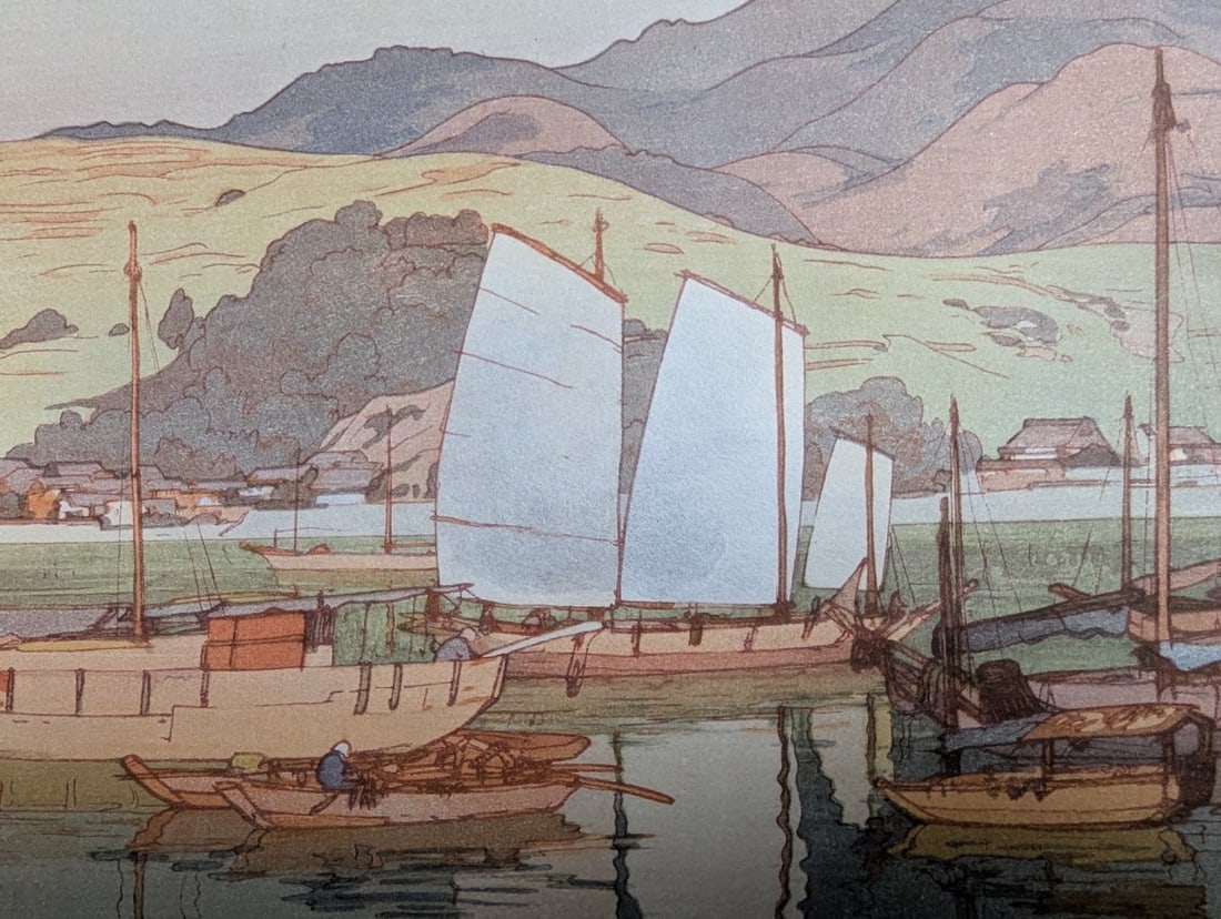 Hiroshi Yoshida Waiting for the Tide Japanese Woodblock Print 1930 - 6