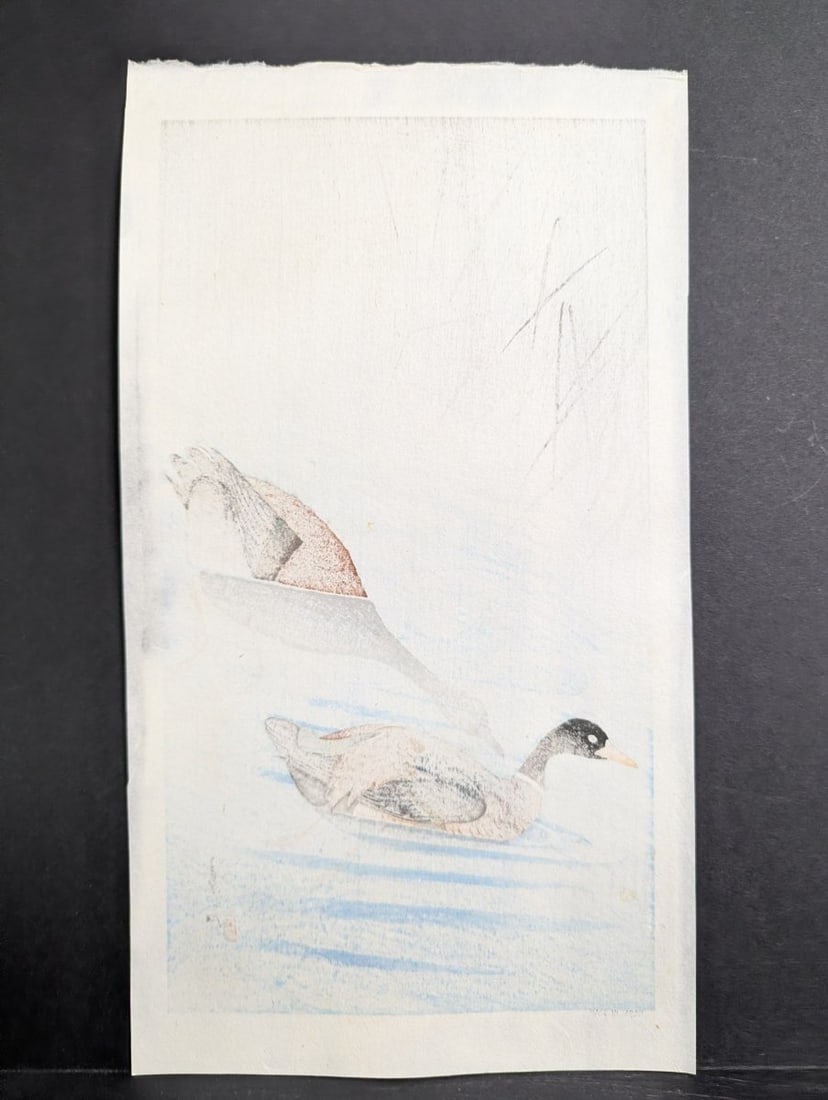 Komori Soseki 'Two Mallard Ducks' Japanese Woodblock Print - 10
